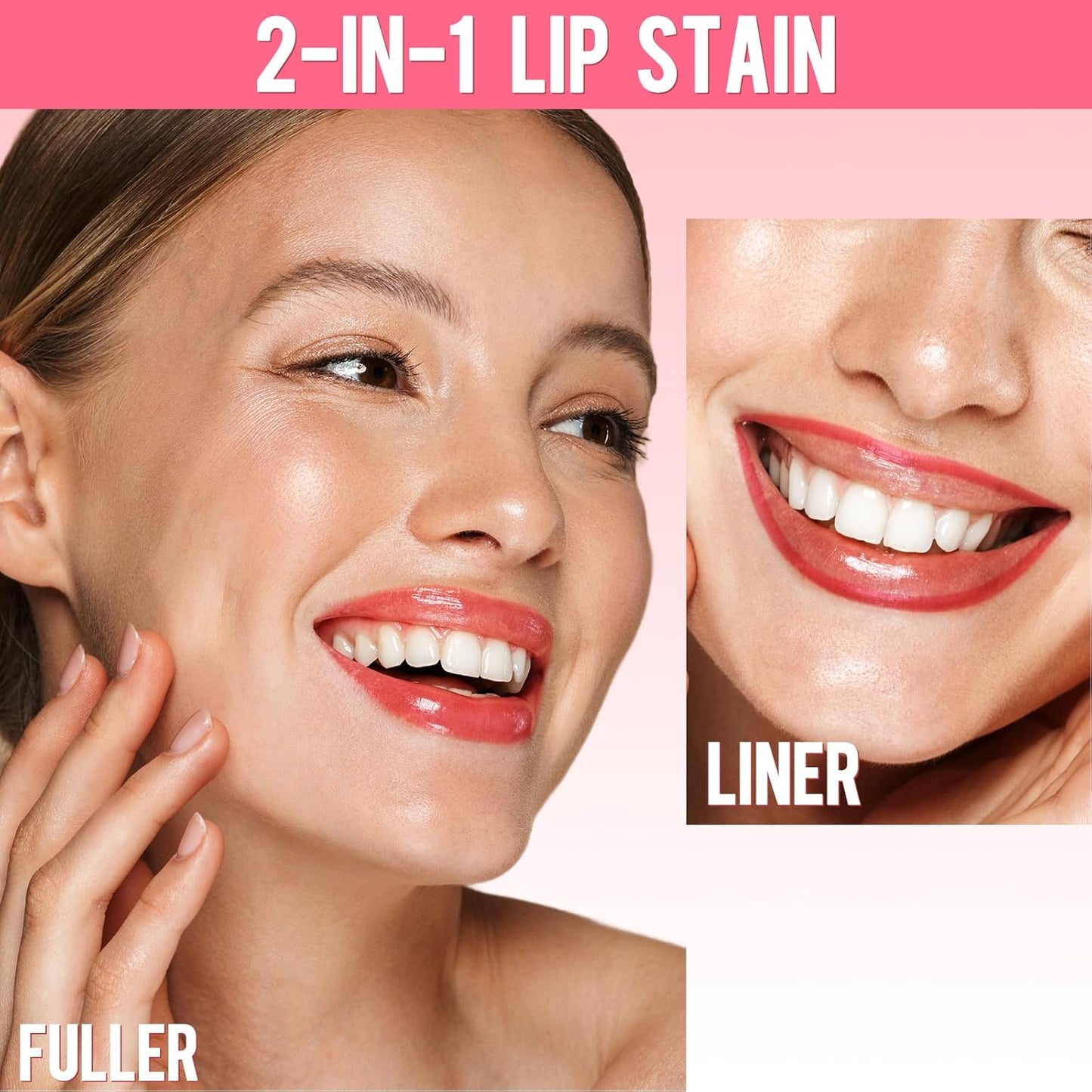 Lip Stain - Lip Liner Stain, Long Lasting Peel Off Lip Stain, Natural Peel Off Lip Liner Stain with Tweezer, Easy to Use, Waterproof, Smudge-proof, Transfer-proof, Rose