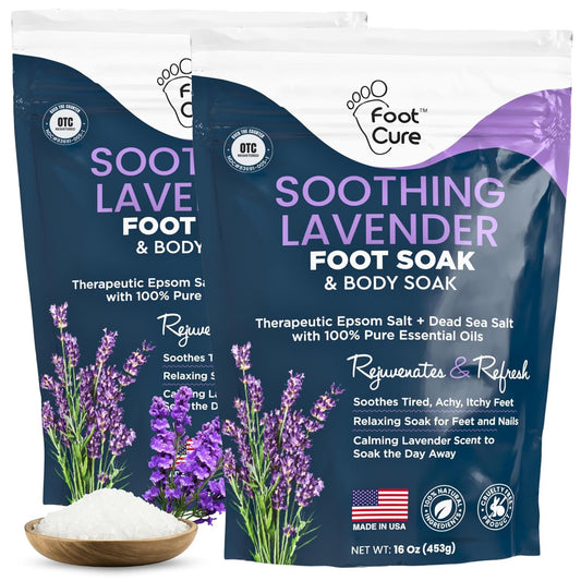 Soothing Lavender Foot Soak - Pedicure Foot Spa with Epson Salts for Soaking Feet - Foot Massager Spa - Foot Scrubber Dead Skin Remover - Epsom Salt Bath Soak