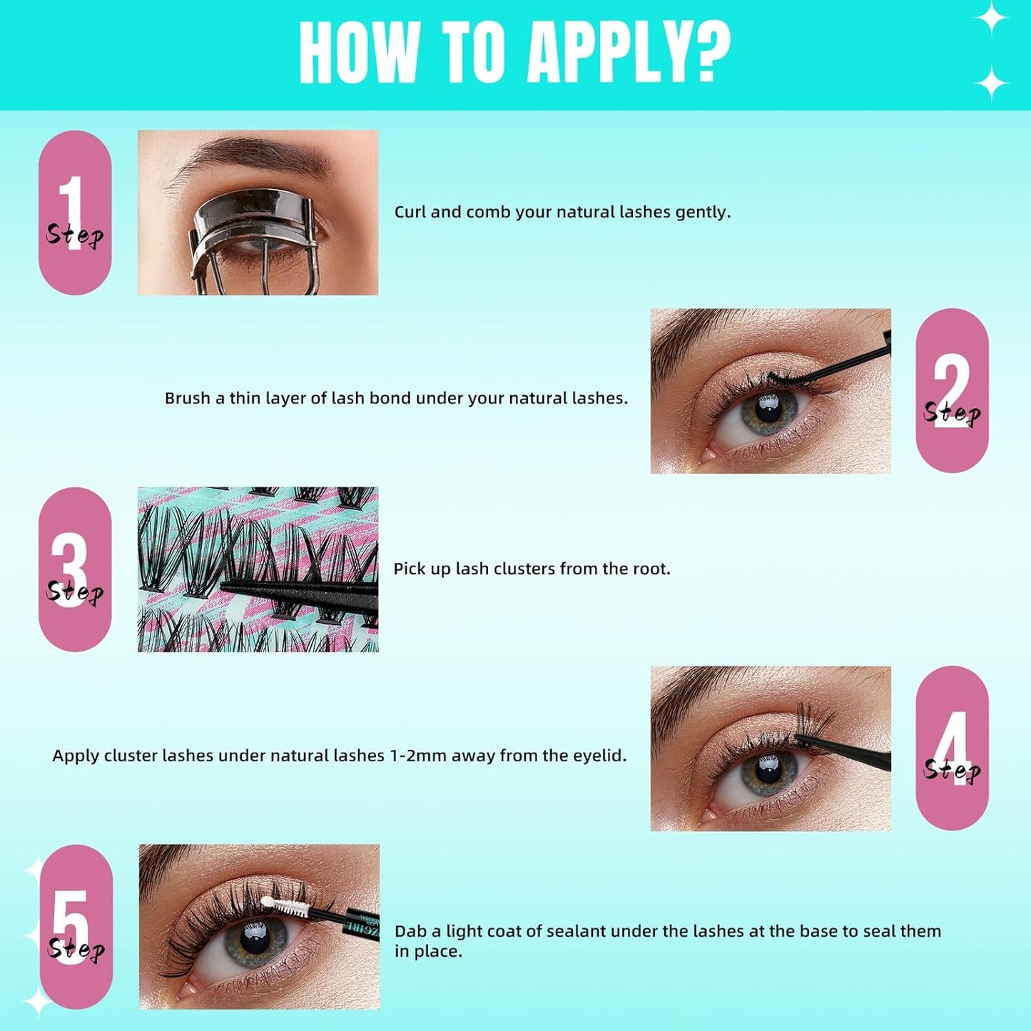 Lash Clusters Wispy 280PCS Eyelash Extension 40D Cluster Lashes Individual Lashes DIY Lash Extension Natural Look Cluster Eyelash Extensions Soft False Eyelashes at Home for Beginners(14mm)