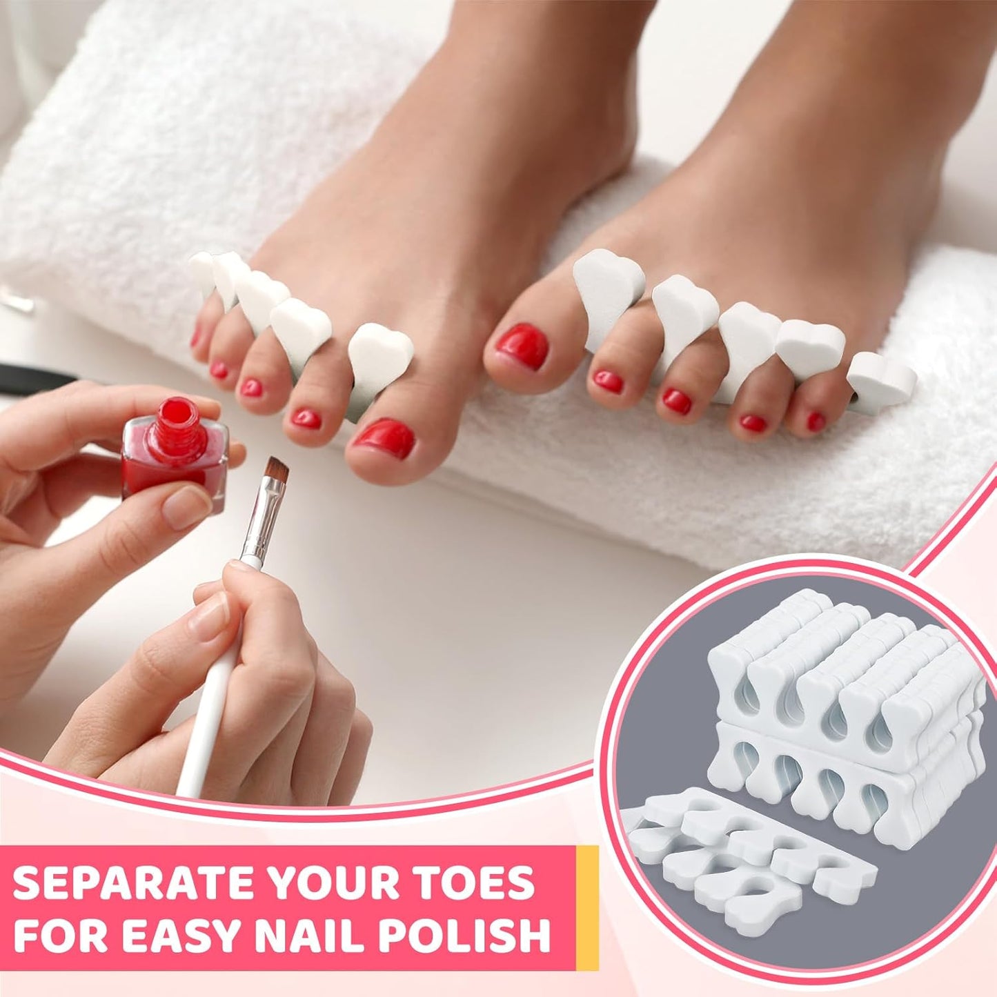 300 Pcs Sponge Toe Separators for Nail Polish Bulk Finger Separators Toe Divider Spacer Pedicure Correct Foot Manicure Coating Gel Painting Soft Pedicure Supplies for Men Women, White
