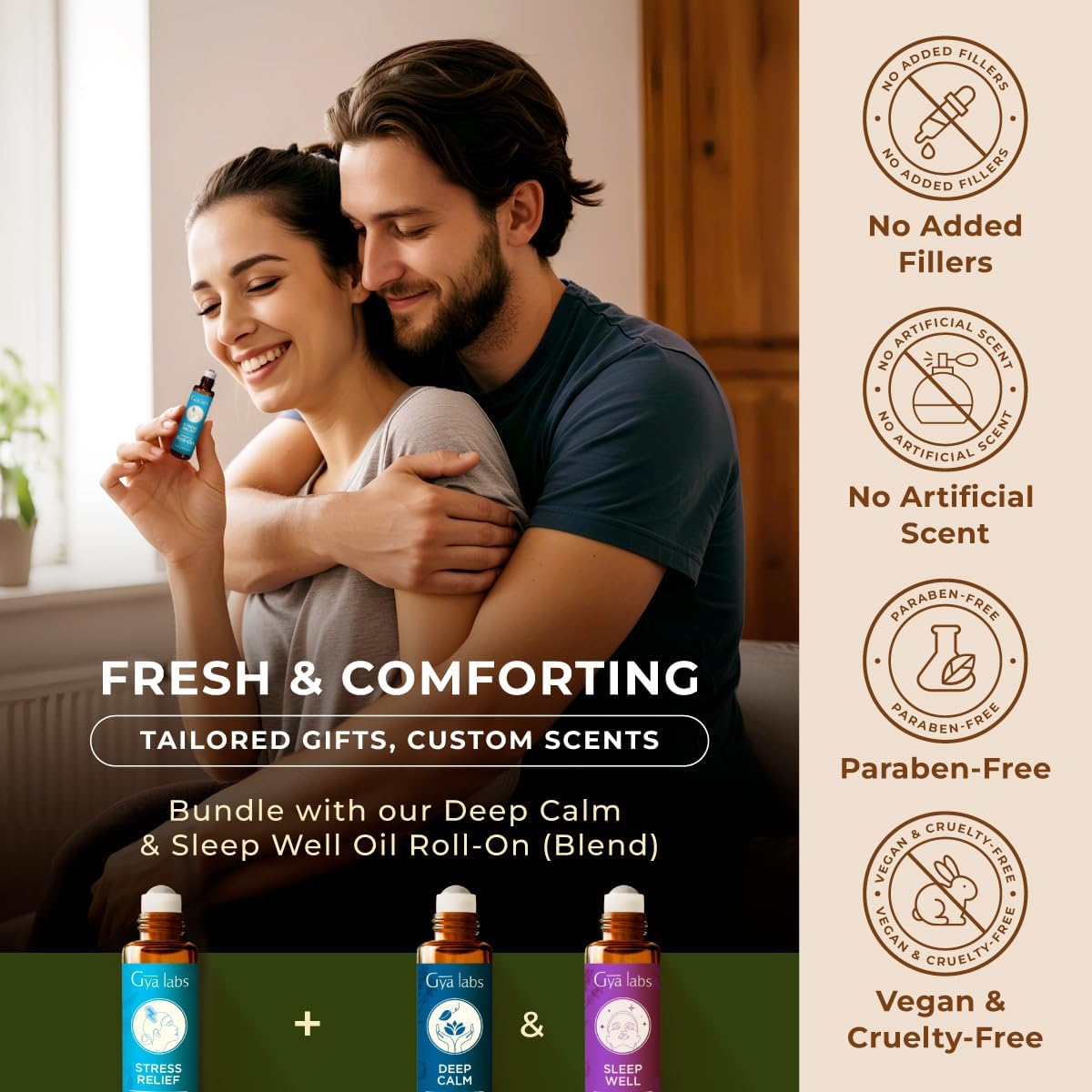 Gya Labs Stress Relief Essential Oil Roll on - Relaxing Gifts for Women & Men, 100% Pure Natural Essential Oil Roller, Blend with Ylang Ylang, Orange, Geranium & Lemongrass, Travel Size (0.34 Fl Oz)