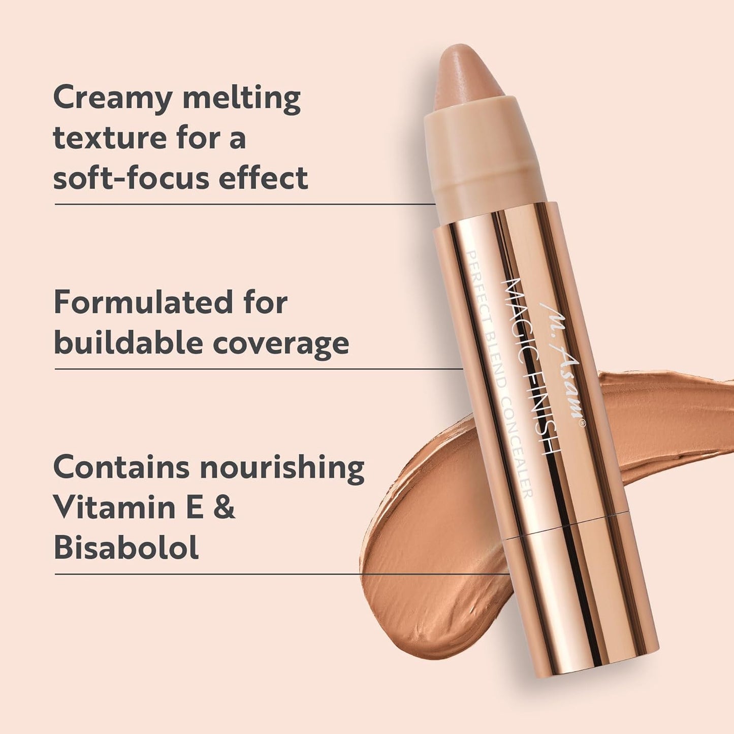 M. Asam MAGIC FINISH Perfect Blend Concealer Beige (0.1 Oz) - concealer perfects & conceals blemishes & imperfections, make-up with adjustable coverage & instant blur effect, vegan