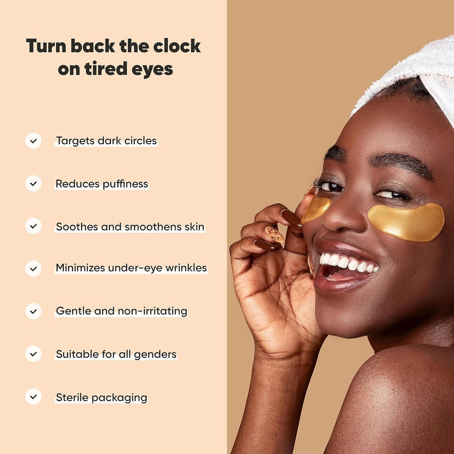 LE GUSHE Under Eye Mask & Under Eye Patches (10 Pairs) - Gold Eye Mask with Collagen & Amino Acid, Cooling Eye Care for Wrinkles, Puffy Eyes & Dark Circles, Brightening Skincare