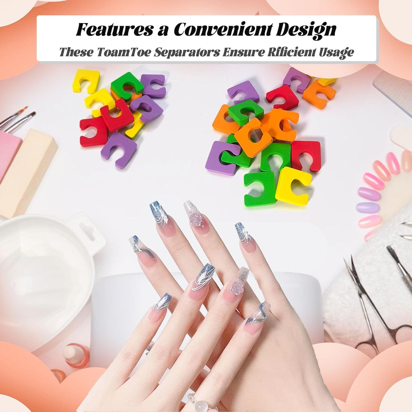 600 Pcs Toe Separators Unisex, Soft Foam Finger Divider Spacer Set, Nail Polish Art Painting Pedicure Tools Suitable for Spa Salon Beauty Foot Therapy, Multicolour