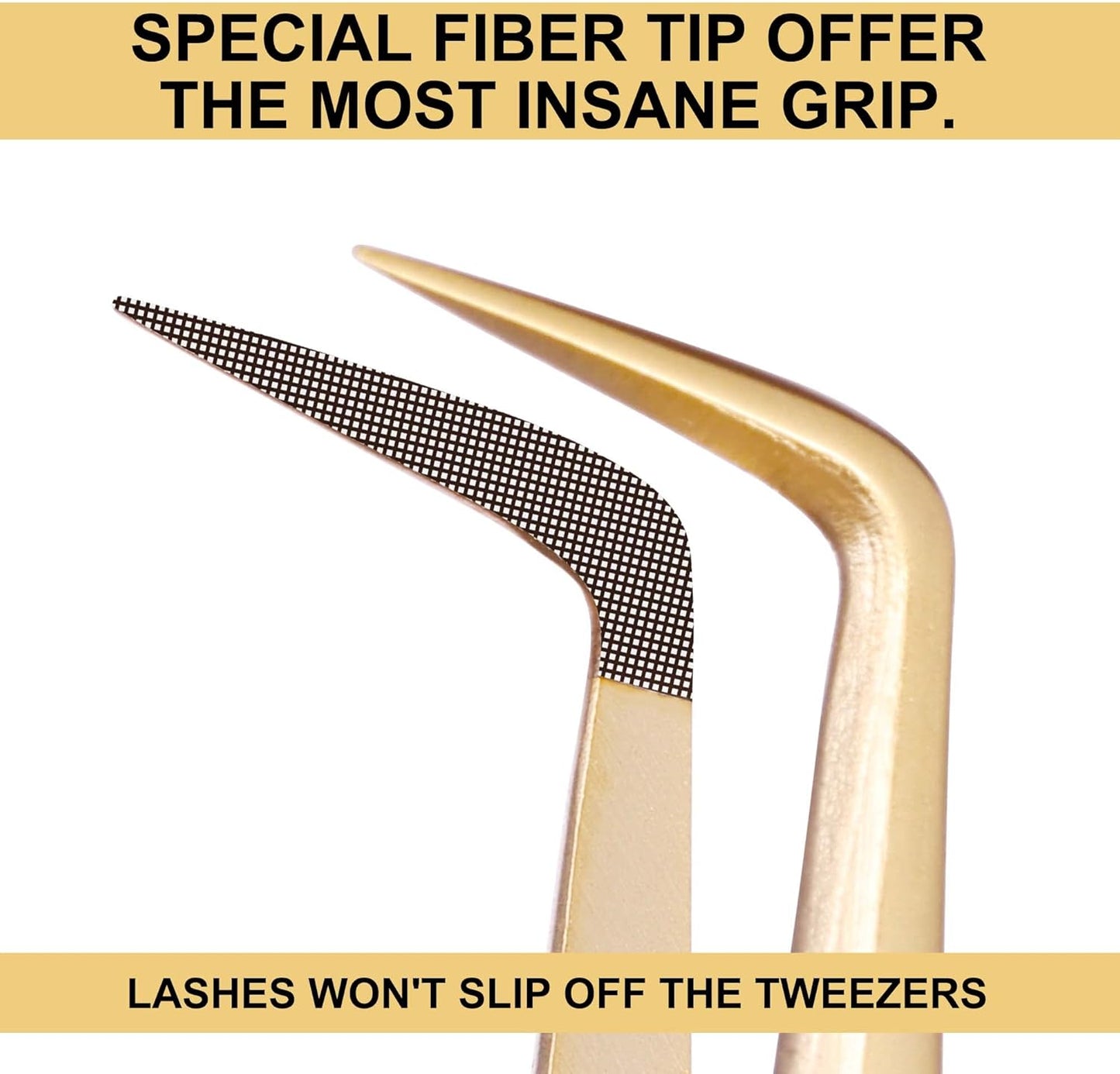 Fiber Tip Lash Tweezers For Eyelash Extension 4 Pcs Tweezers Professional Artist Tech Work Kit Tools,Best Volume Eyelash Lashes Extensions Precision Supplies Volume Boot 90 45 Degree(Gold)