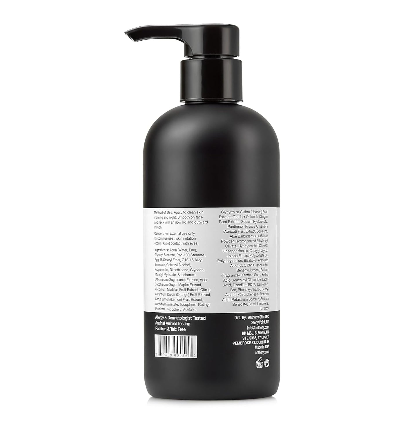 Anthony All-Purpose Facial Moisturizer – Men’s Hydrating Lotion for Dry Skin – Lightweight, Non-Comedogenic, Anti-Aging Formula – 16 Fl Oz