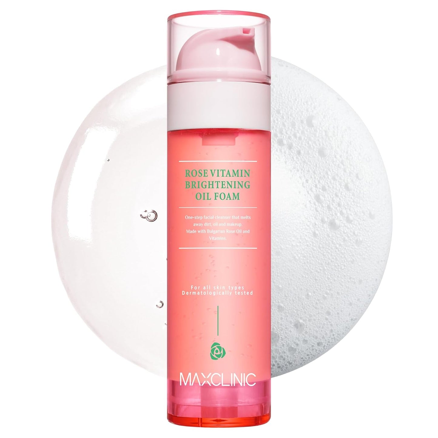 [K-Beauty] Rose Vitamin Oil to Foam - All-in-One Korean Face Wash OilBased Foaming Facial Cleanser - Pore Minimizing & Blackhead Remover - Makeup Deep Cleansing Oil for All Skin Types (3.88 fl oz)