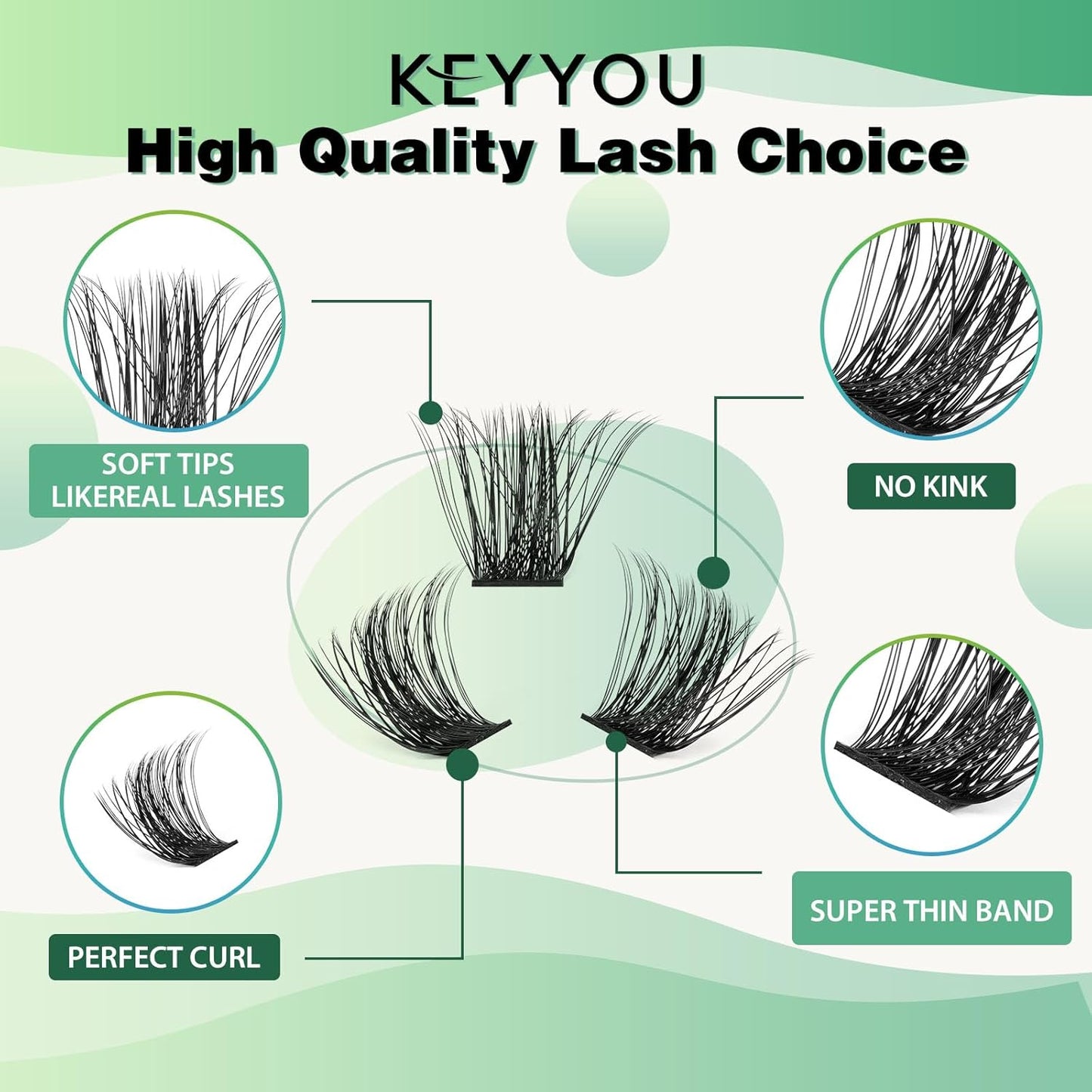 Lash Clusters 96pcs Cluster Lashes D Curl 8-18MIX DIY Lash Extensions Eyelash Clusters KEYYOU Volume Wispy Individual Lashes Soft&Comfortable Easy DIY at Home(Y04,D-8-18MIX)