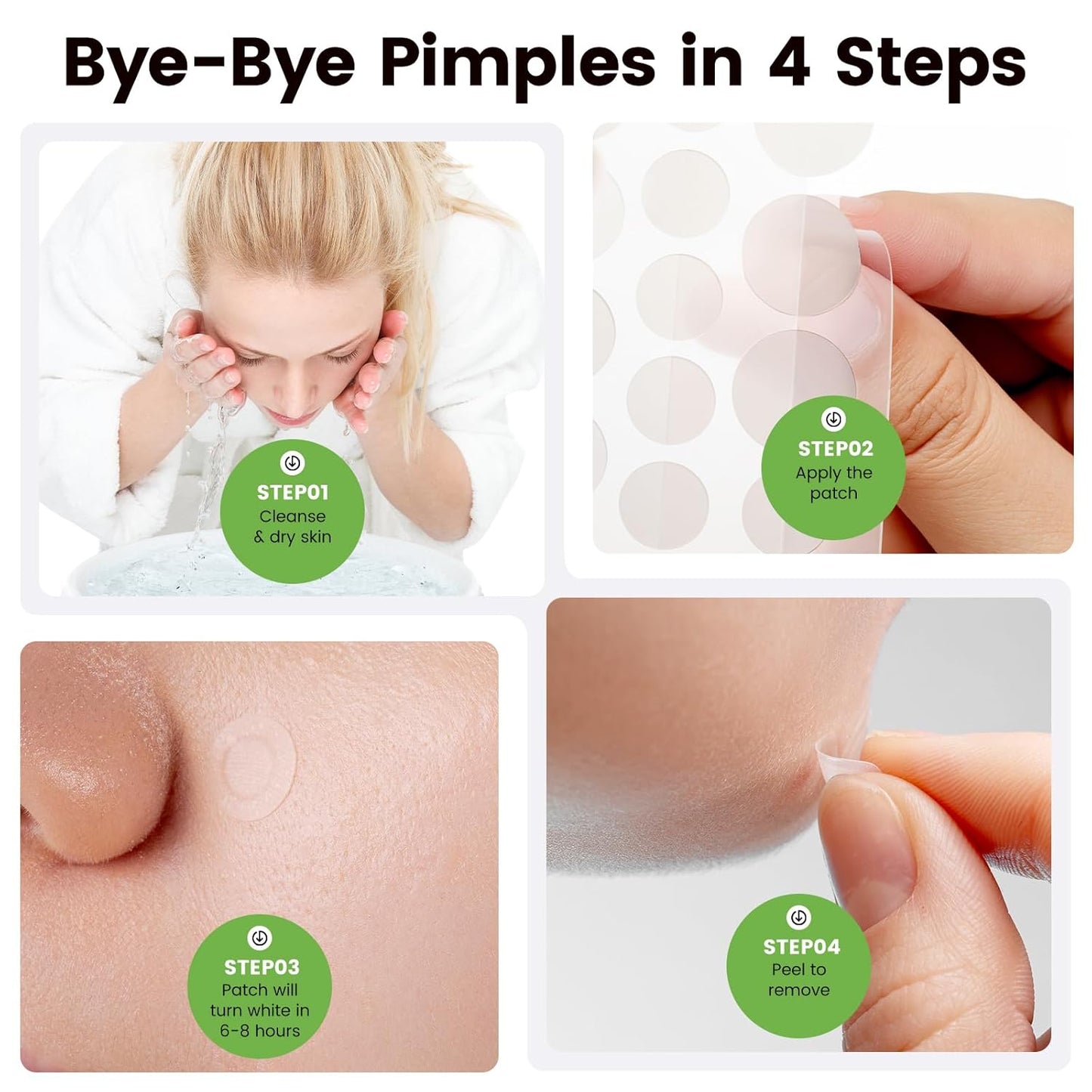 Pimple Patches with Hydrocolloid & Tea Tree – Korean Skincare Invisible Acne Stickers for Face, Oil-Absorbing Zit Dots, Vegan & Cruelty-Free Blemish Treatment, 50 Count (10mm/12mm/14mm)