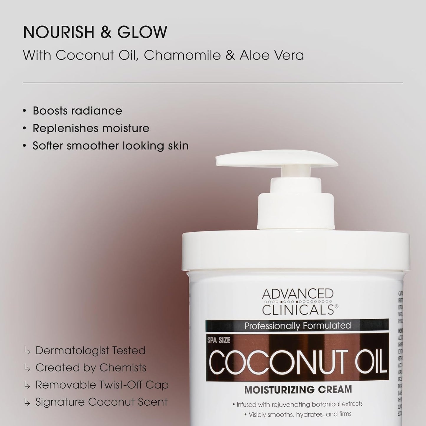Advanced Clinicals Coconut Oil Body Cream For Women & Men | Hydrating Coconut Lotion For Extremely Dry Skin | Visible Anti Aging Body Butter Skin Care Balm Moisturizer For Hand, Heel, Feet, 16 Ounce