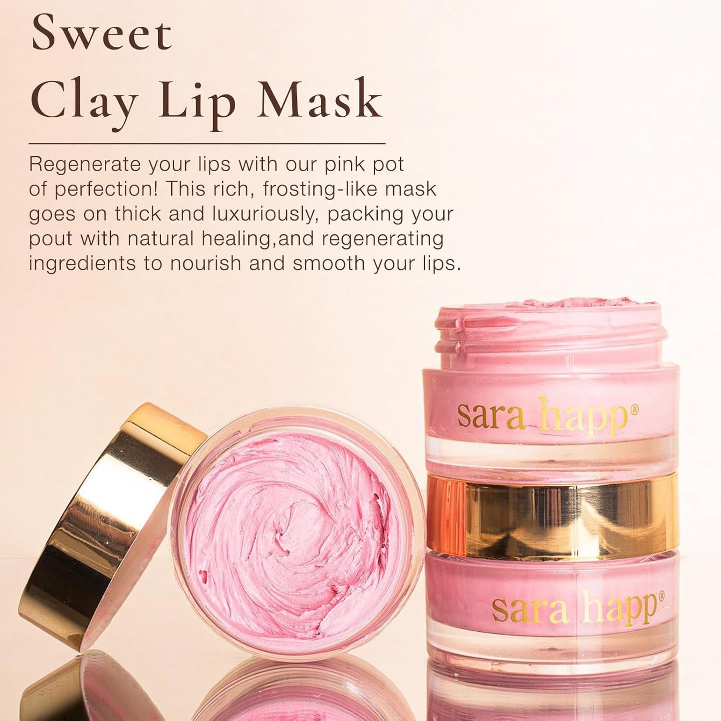 Sara Happ The Sweet Clay Lip Mask to Nourish, Restore, Renew and Regenerate Lips - Healing Bentonite Clay, Shea Butter, Soothing Natural Oils, 0.47 oz (2-Pack)
