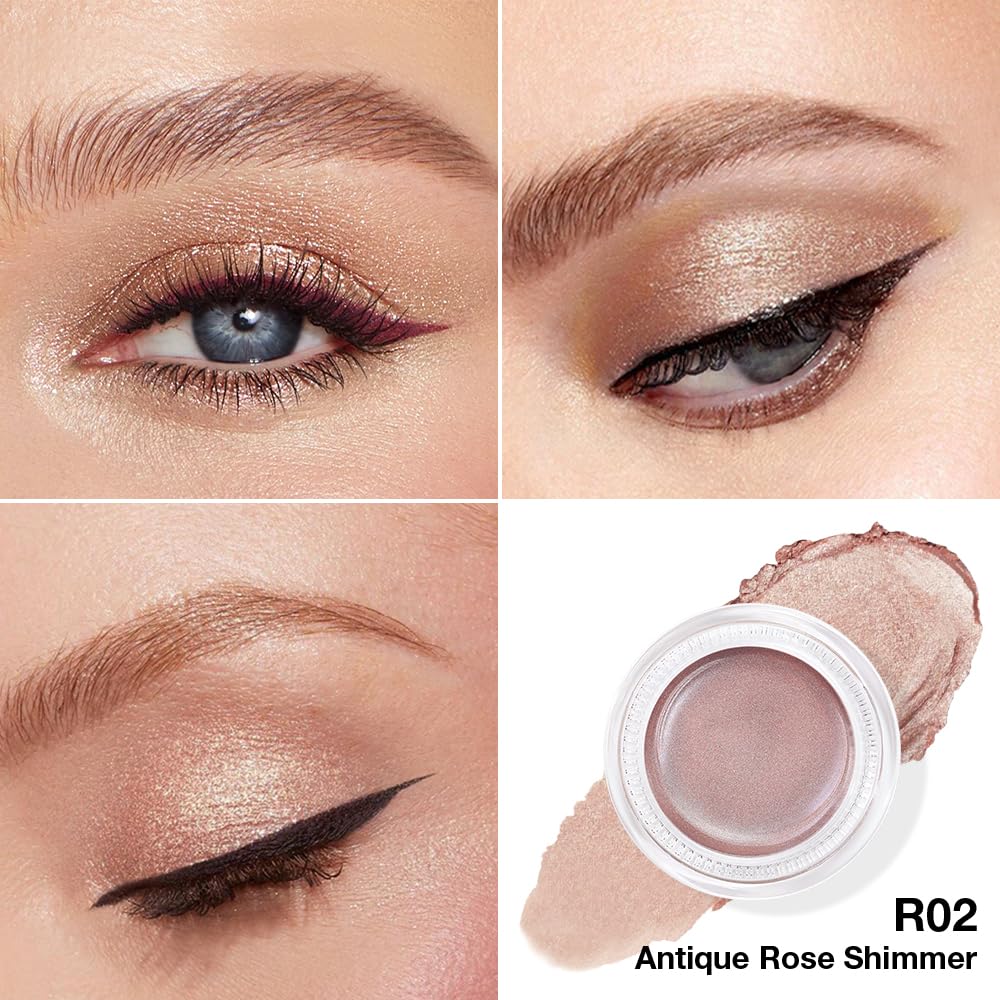 Cream Glitter Antique Rose Shimmer Metallic Eyeshadow Palette Makeup, Natural Single Mini Instant Holographic Eyeshadow For Women, Sombras Crema Para Ojos,Talc,Paraben&Cruelty Free,R02