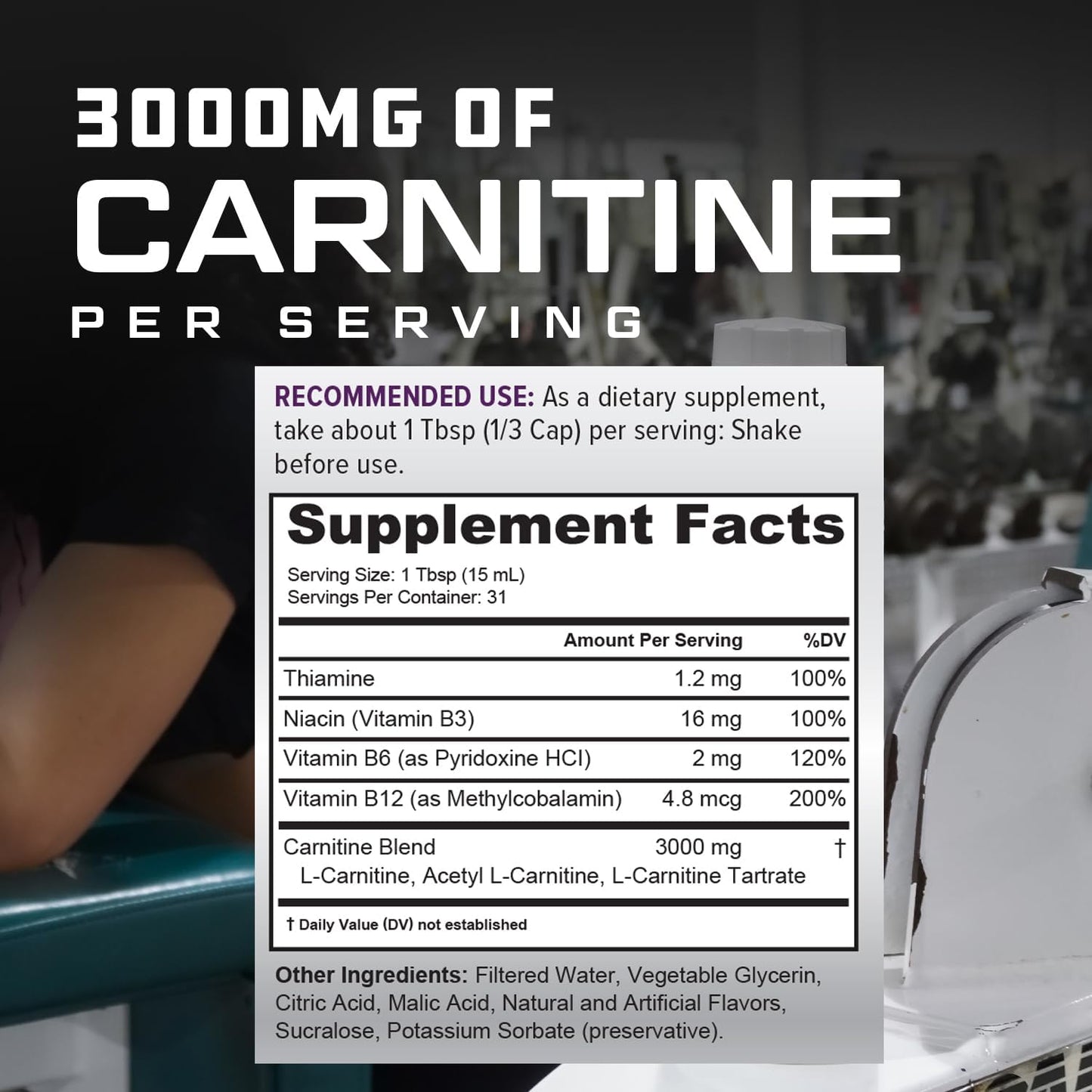 Cutler Nutrition Liquid Carnitine 3000 Contains Carnitine, Acetyl L Carnitine, L Carnitine Tartrate for Energy and Metabolism Support with B Vitamins | Watermelon Flavor | 31 Serves