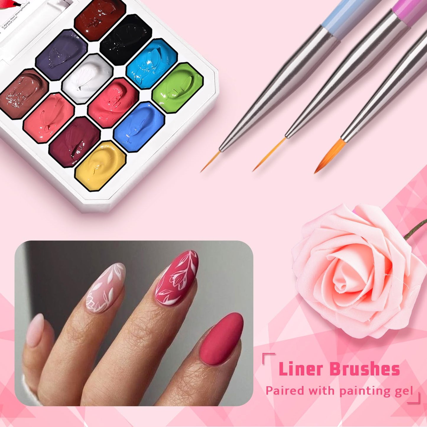 Sponge Pat Paint Nail Gel, Ombre Nails Gradient Gel Nail Blush Blooming Aura Nails Drawing Stripper Floral Painting DIY Nail Art, No Wipe, UV/LED Curing (12 Colors K)