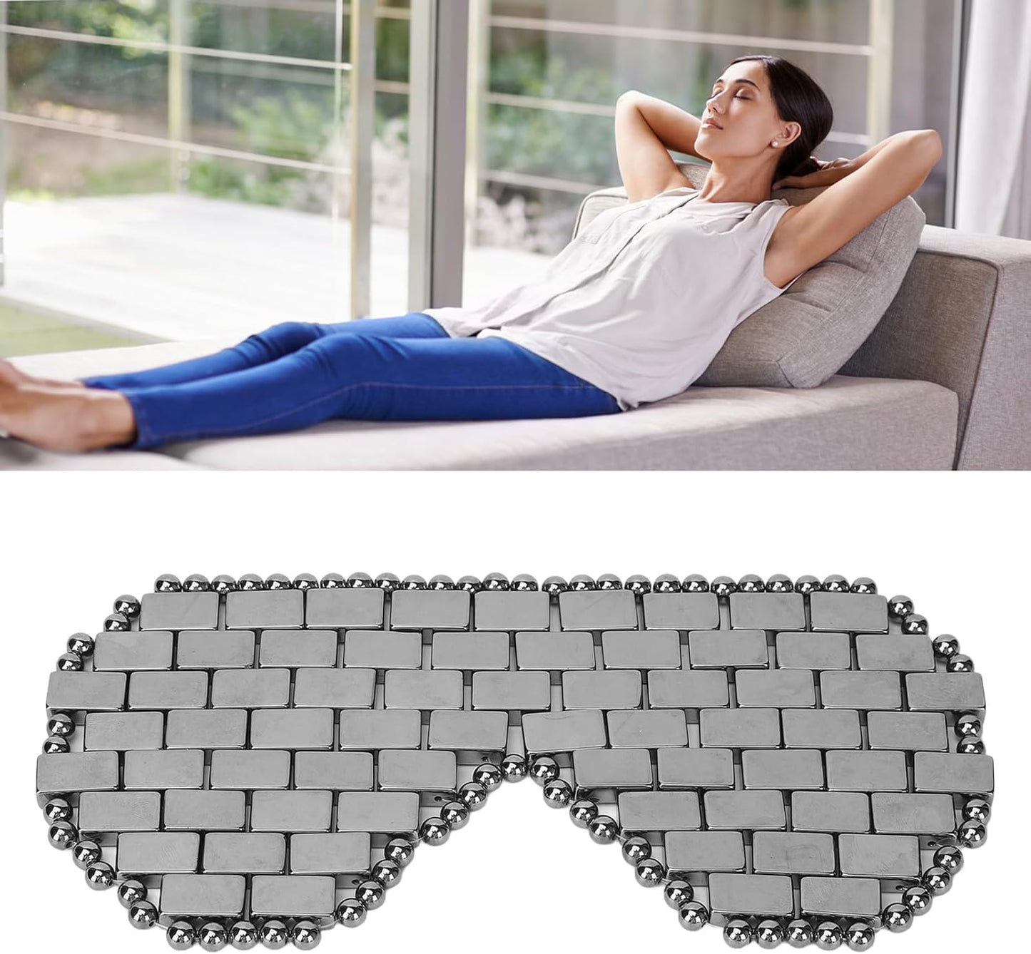 Terahertz Stone Eye Cover Hot Cold, Promote Circulation, Comfortable Wearing, Portable Design Relaxing, Soothing Eye Care with Terahertz Stone Cold Stone Eye Cover Stone Eye Care