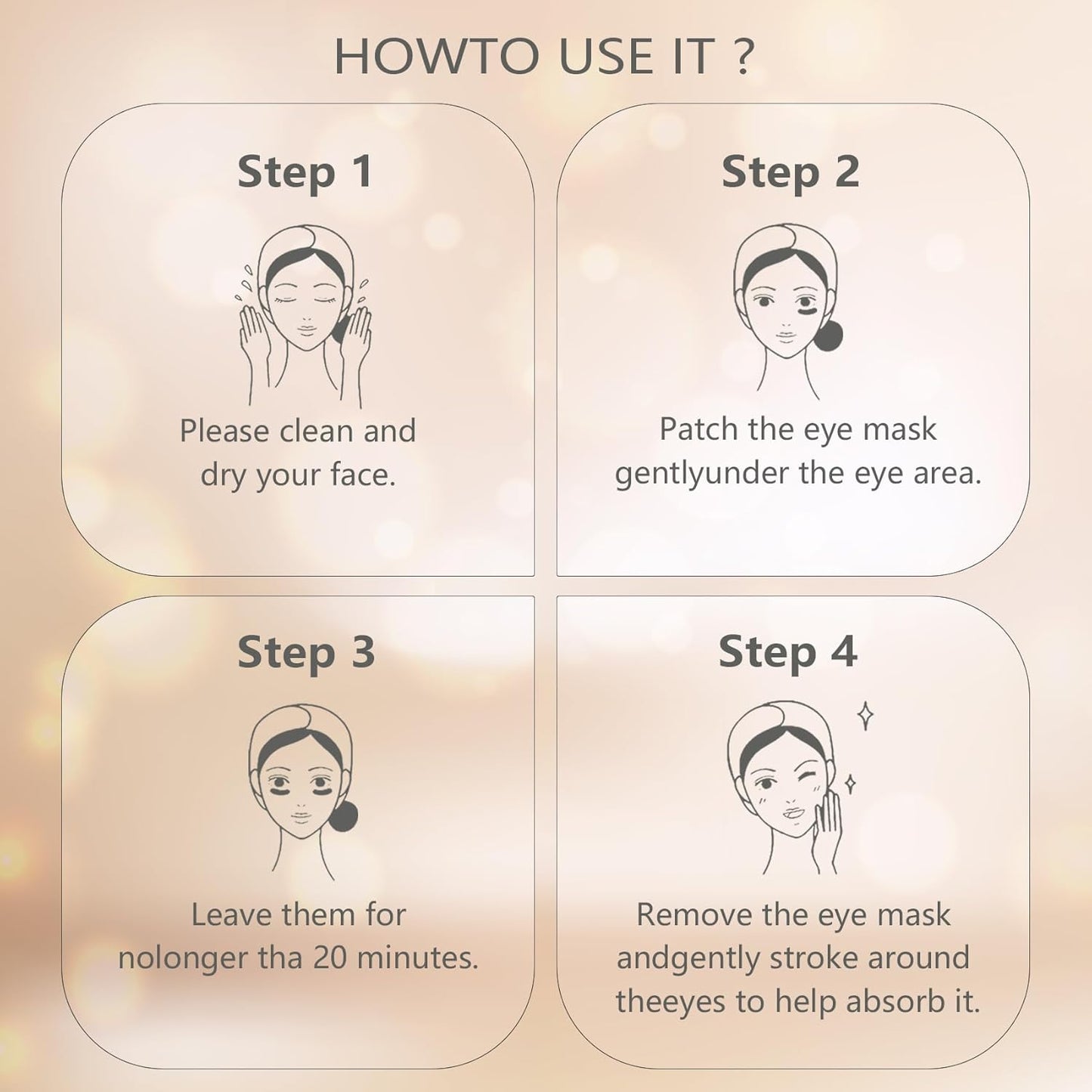 Under Eye Masks (24K Gold) for Puffy Eyes & Dark Circles Treatments-30Pair Under Eye Patches for Hydrating and Moisturizing and Smooth Wrinkles,Improve and Firm Eye Skin