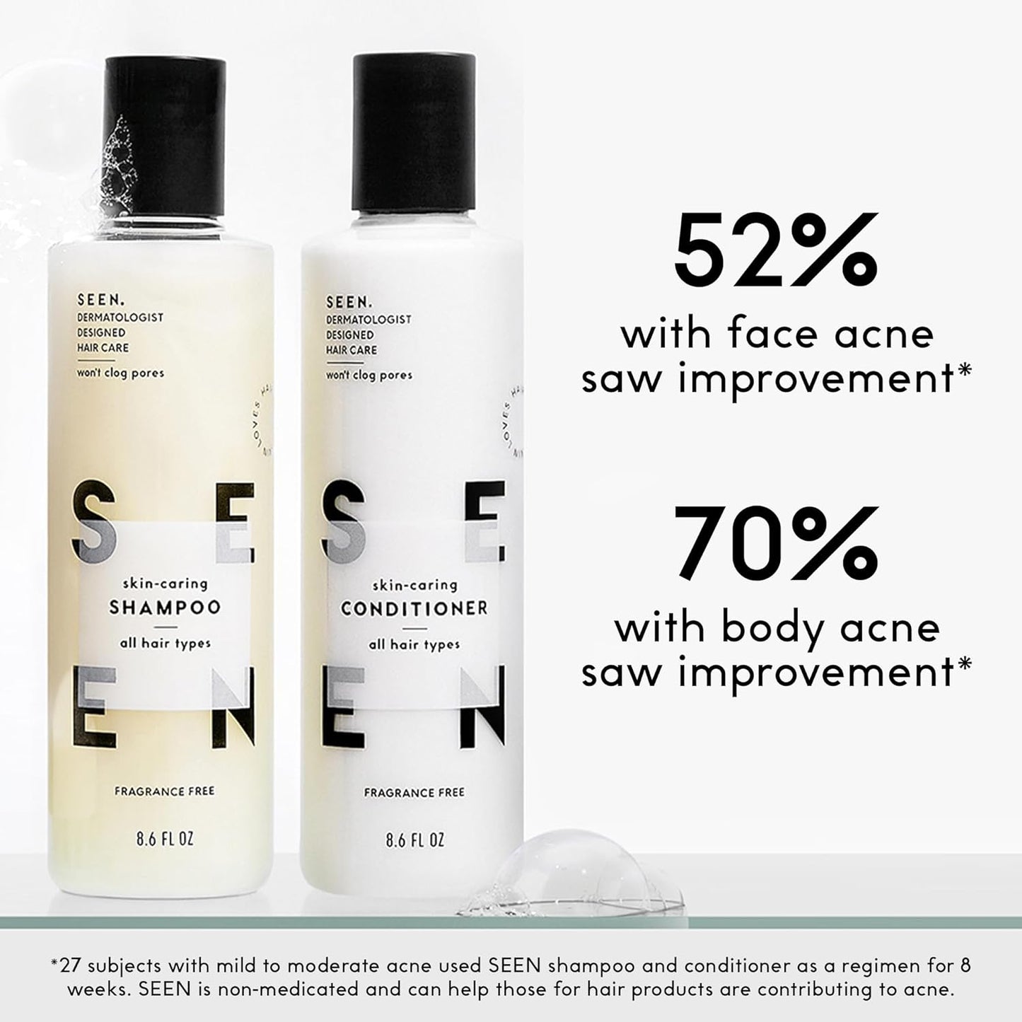 SEEN Travel Trio, Fragrance Free - Non-Comedogenic & Sulfate-Free Blow-Out Hair Cream, Shampoo & Conditioner Set- Reduces Frizz- Heat Protectant- Safe for Sensitive & Eczema Prone Skin