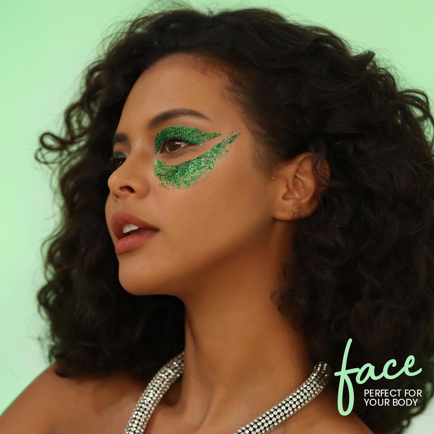 Teenitor Green Body Glitter Gel, Face Glitter Makeup, Green Glitter, Hair Glitter Gel for Kids, Festival Rave Accessories, 80g/2.8oz Holographic Glitter for Face Body Hair