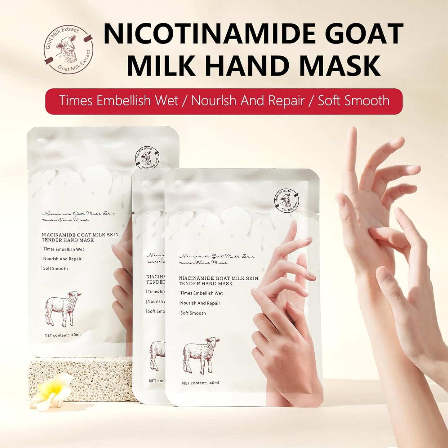Hydrating Hand Foot Masks Set for Women Men,5 Pack Glove Mask for Dry Hand & 5 Pack Socks Mask for Dry Cracked Feet（Milk）