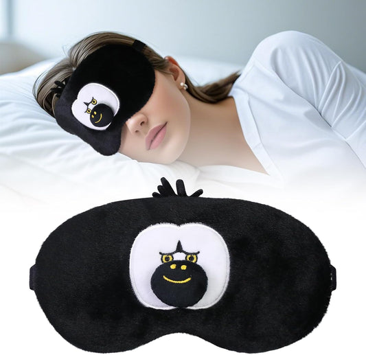 PERFECTSIGHT Sleep Eye Masks, Cute Plush Sleep Eye Cover Lightweight Adjustable Eyeshade Faux Fur Mask Cover for Women Men Sleep Travel Nap, Orang