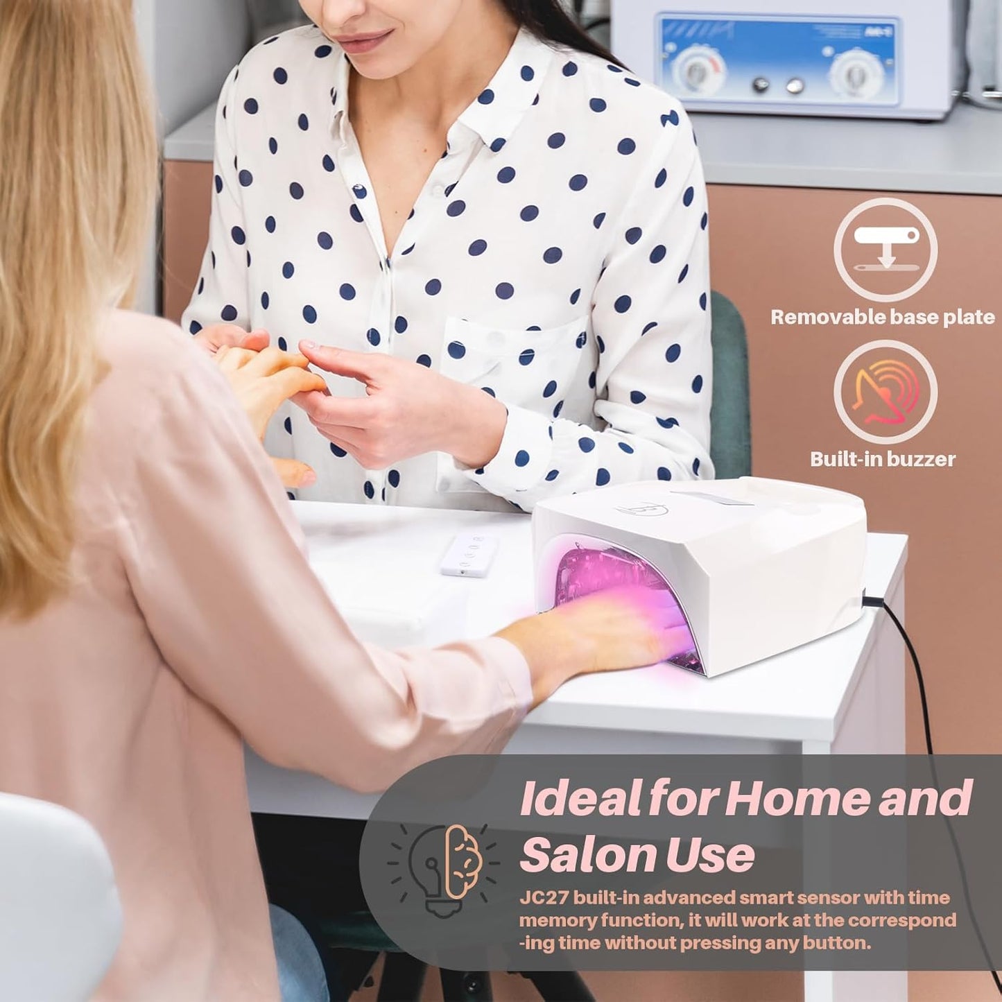 96W Rechargeable Cordless UV LED Nail Lamp,52 Beads Quick Dry with Remote Control,4 Timers,Auto Sensor,Key Sound,Cooling Fan,Professional Gel Nail Light Dryer for Manicures Pedicures