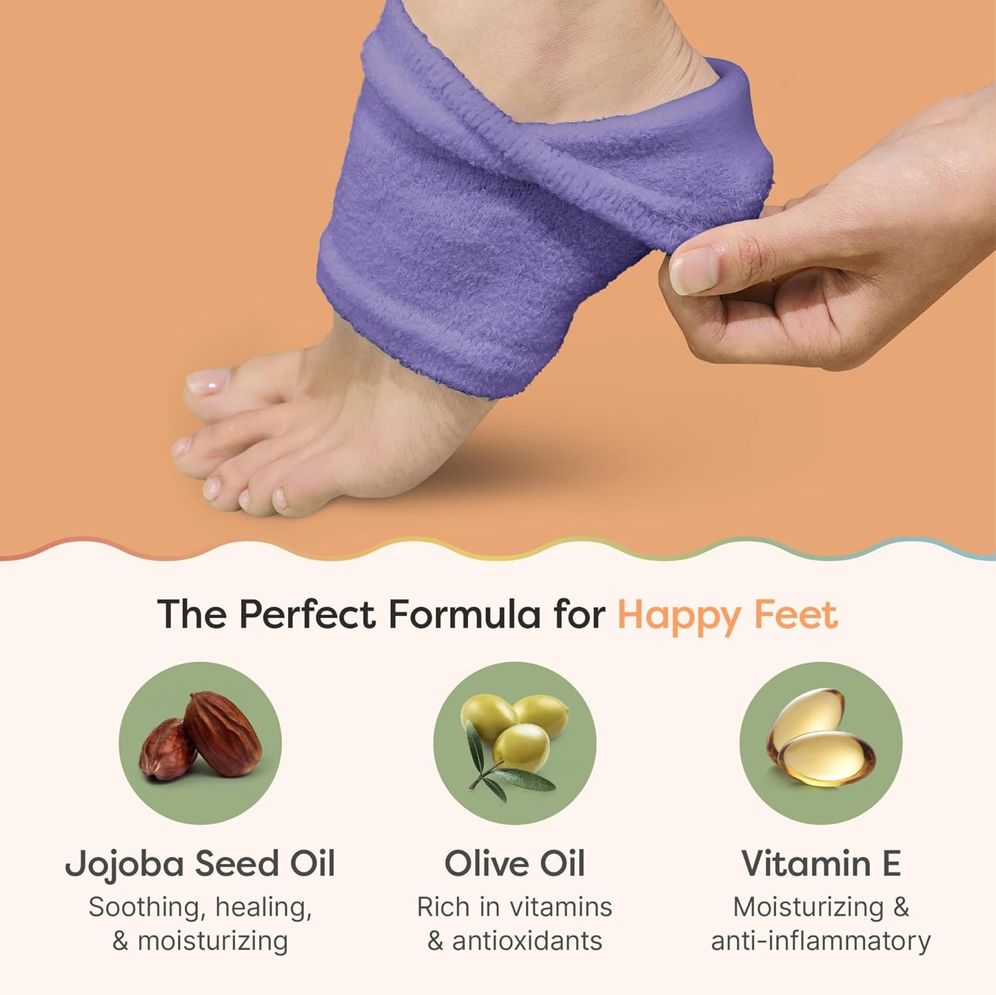 ZenToes Moisturizing Socks for Cracked Heel Treatment - Vitamin E, Olive Oil and Jojoba Oil Infused Heel Socks to Soften and Hydrate (Fuzzy Lilac Purple, Regular)