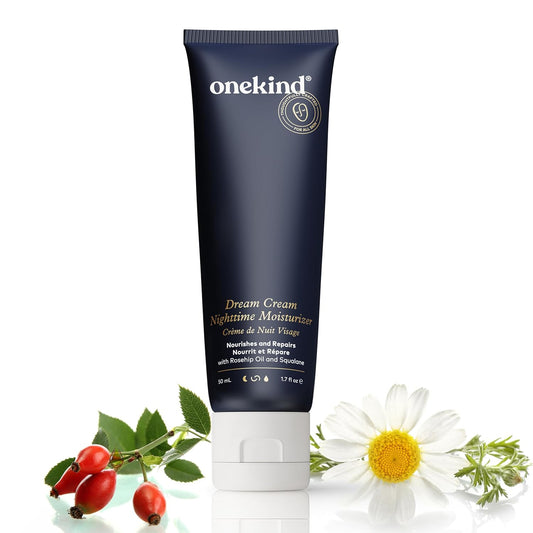 Onekind Dream Cream Night Moisturizer – Hydrating Anti-Aging Face Cream with Squalane, Rosehip & Shea Butter – Fragrance-Free, Vegan, for Dry & Sensitive Skin – 1.7 oz