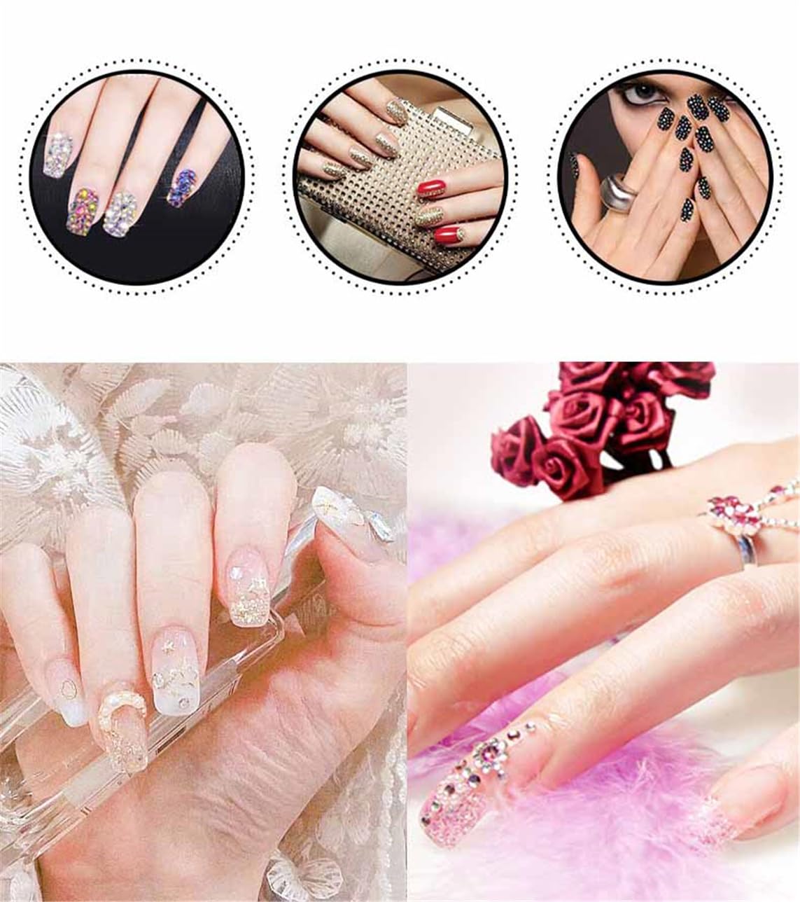 1440 Pcs SS20 5mm Flatback Rhinestones for Nails Art Crafts Glitter Round Shine Gems AB Crystals DIY Clothes Shoes （Champagne AB）