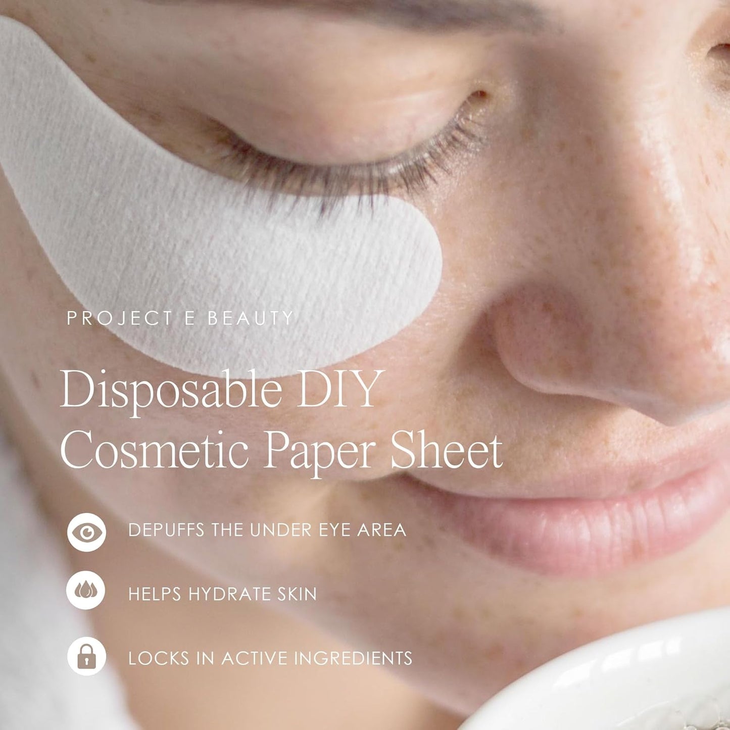 Project E Beauty 100pcs Disposable DIY Non-Woven Eye Mask Paper DIY Cotton Eye Care Mask | for Skincare & Spa Salon Use | Cosmetic Facial Paper for Toner, Serum, or Lotion (100, Eye Zone)