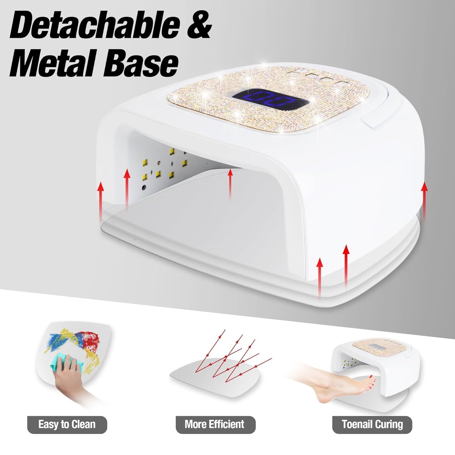 60W Rechargeable UV LED Nail Lamp, Faster Wireless Nail Dryer Gel Polish Light 42 Beads & Portable Handle, Professional Curing Lamp for Fingernail and Toenail (White)