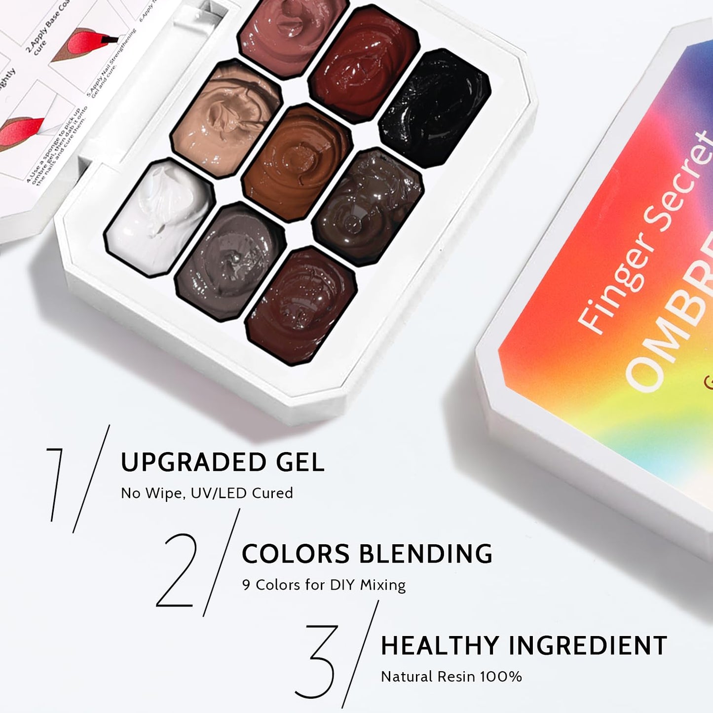 Sponge Pat Paint Nail Gel, 9 Colors Ombre Nails Gradient Gel Blush Blooming Aura Nails Drawing Stripper Floral Painting Nail Art, No Wipe, UV/LED Curing (9 Colors F)