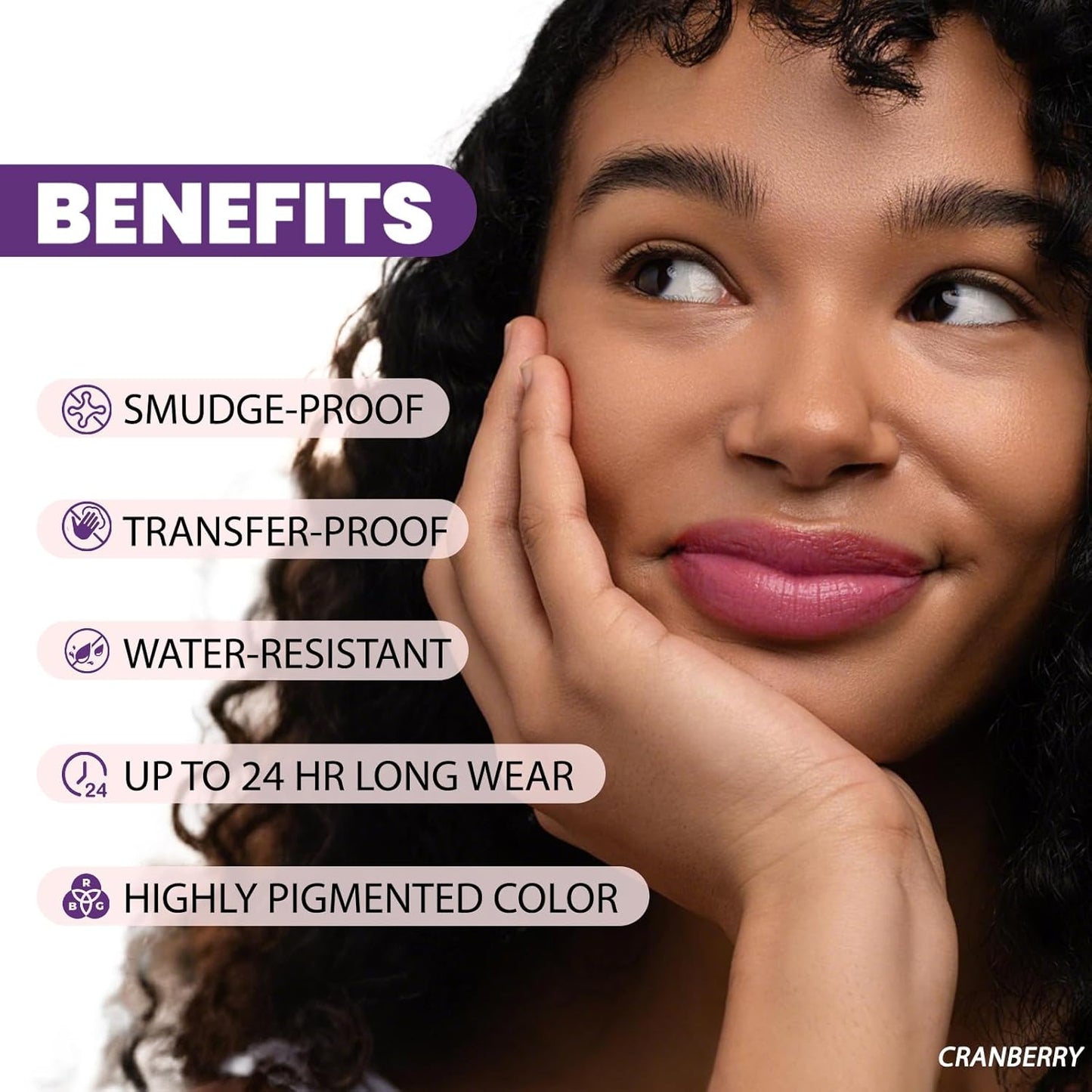 Lip Stain Peel Off, All Day Lip Liner Tint with Tweezer, Long Lasting Waterproof Transfer-Proof, Matte Lip Stains Makeup, Highly Pigmented Color, Cranberry