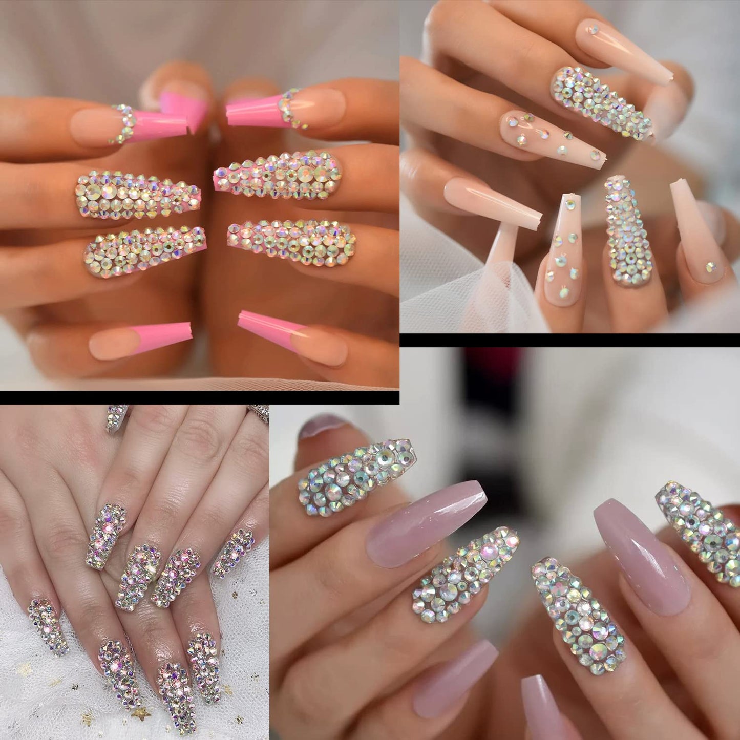 Flat Back Rhinestone Kits Colorful Rhinestones+Crystal AB Gems With Picker Pencil And Tweezer For Home DIY And Professional Nail Art