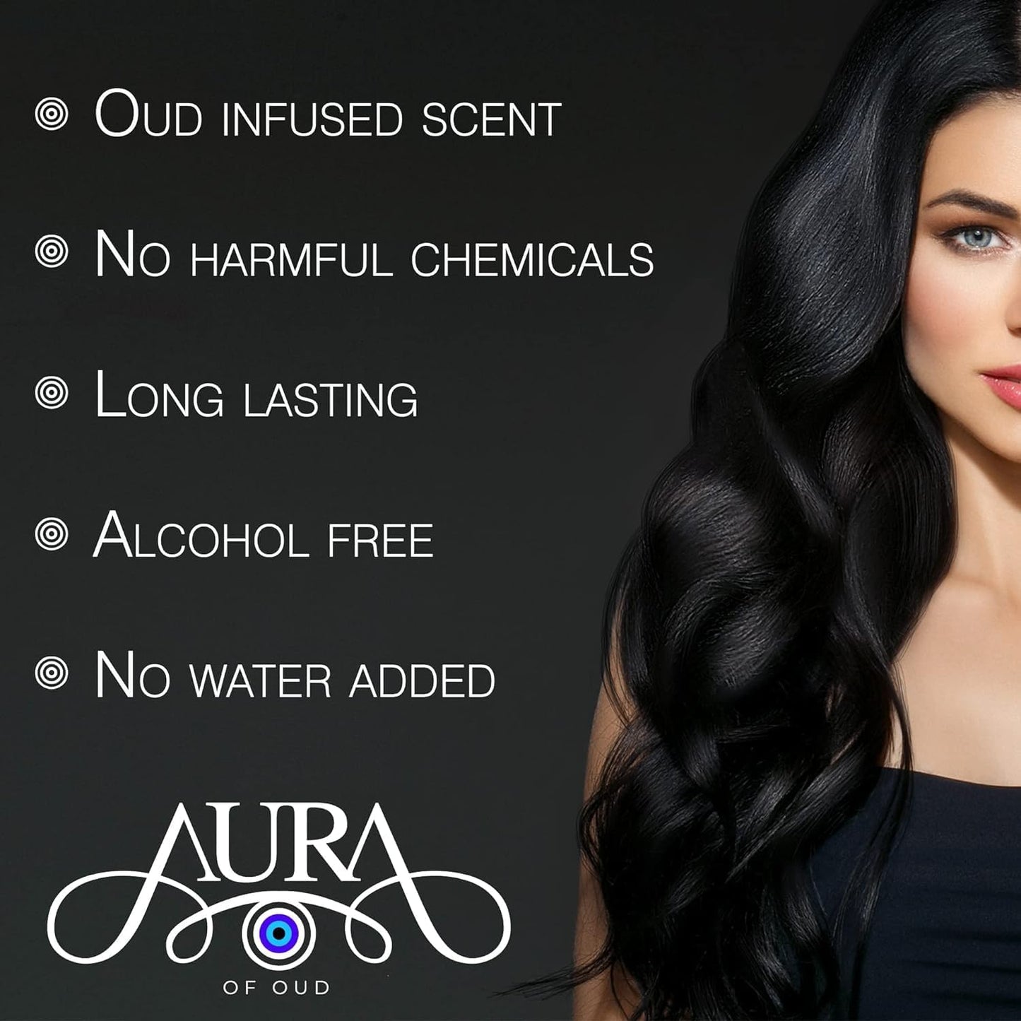 Hair Fragrance, Pure and Feminine Amira Scent, 100% Pure, Alcohol-Free Perfume for Women, Jasmine and Amber Oil Top Notes - LIGHT OUD (WOOD) SCENT