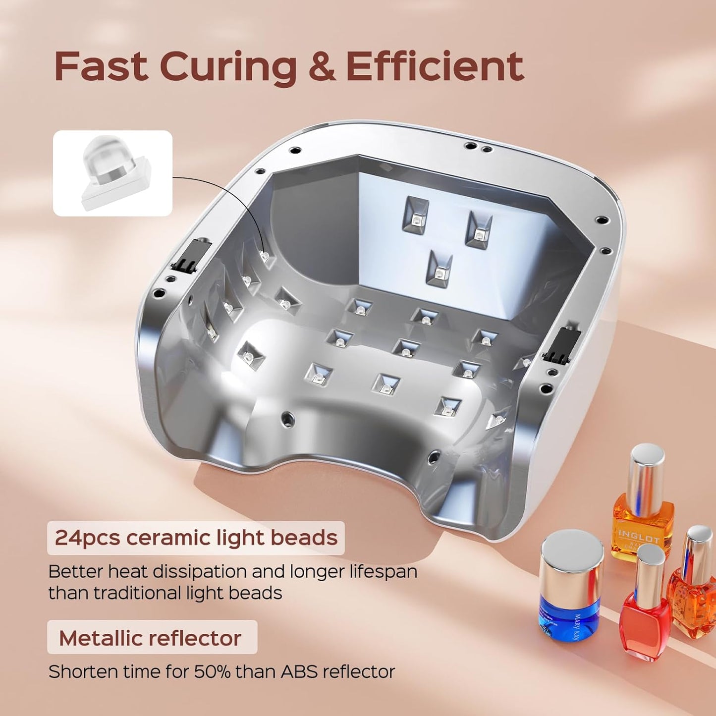 BOLASEN Cordless Rechargeable UV Nail Lamp - UV Light for Gel Nails with Metallic Reflector & Metal Base, 54W Portable Wireless LED Nail Dryer, Professional Fast Charger Curing Lamp for Salon P30 PRO