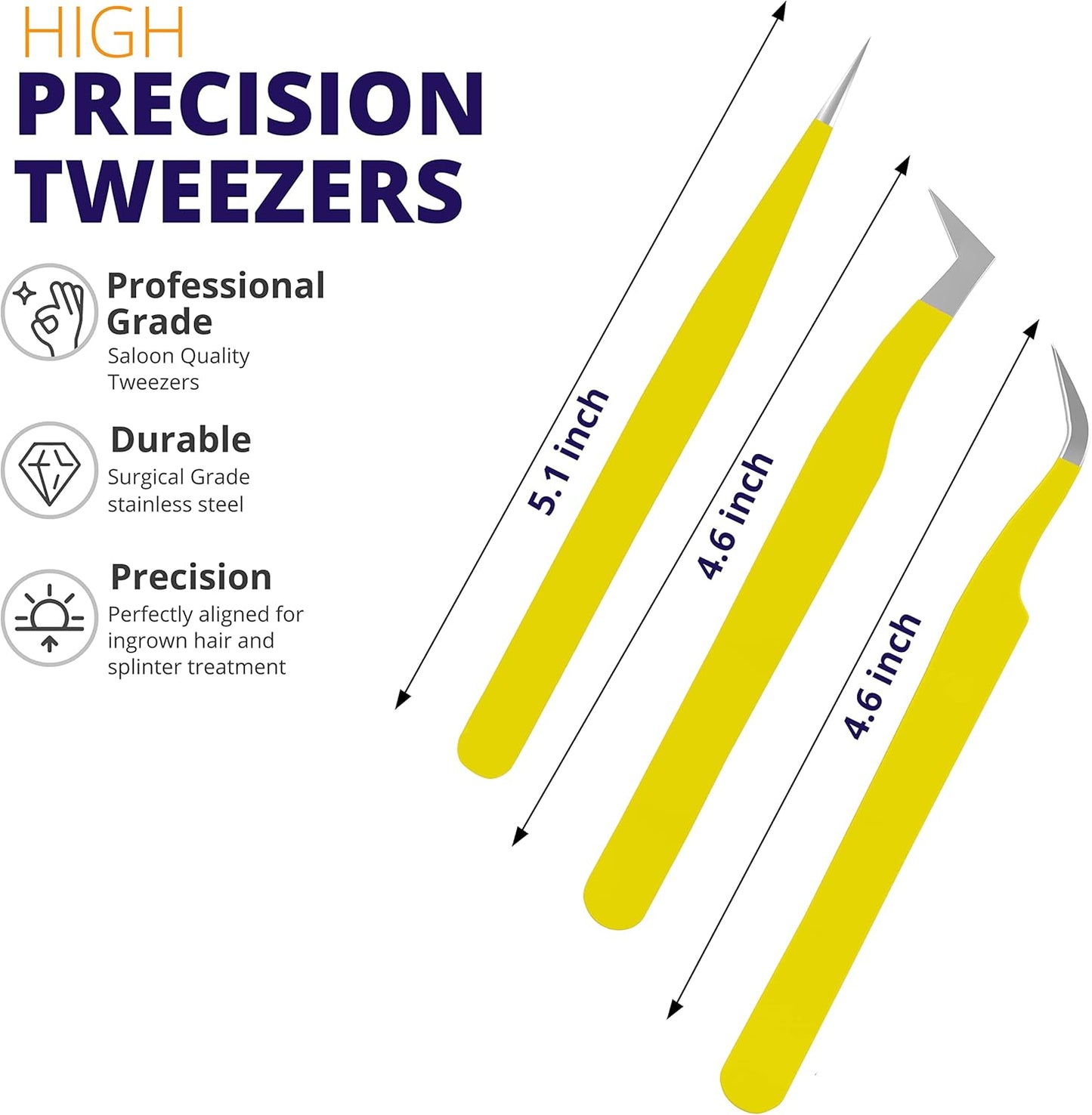 SIVOTE Lash Tweezers for Eyelash Extensions for Volume, Isolation & Classic Lashes, 3 Pack, Yellow