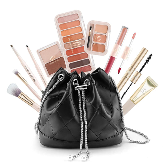 Color Nymph Girls Makeup Kit for Teens Girls with Cosmetic Bag, Full Face Makeup Kit For Women included 9 Color Eyeshadow Palette Concealer Liquid Blush Eyeliner Lipgloss