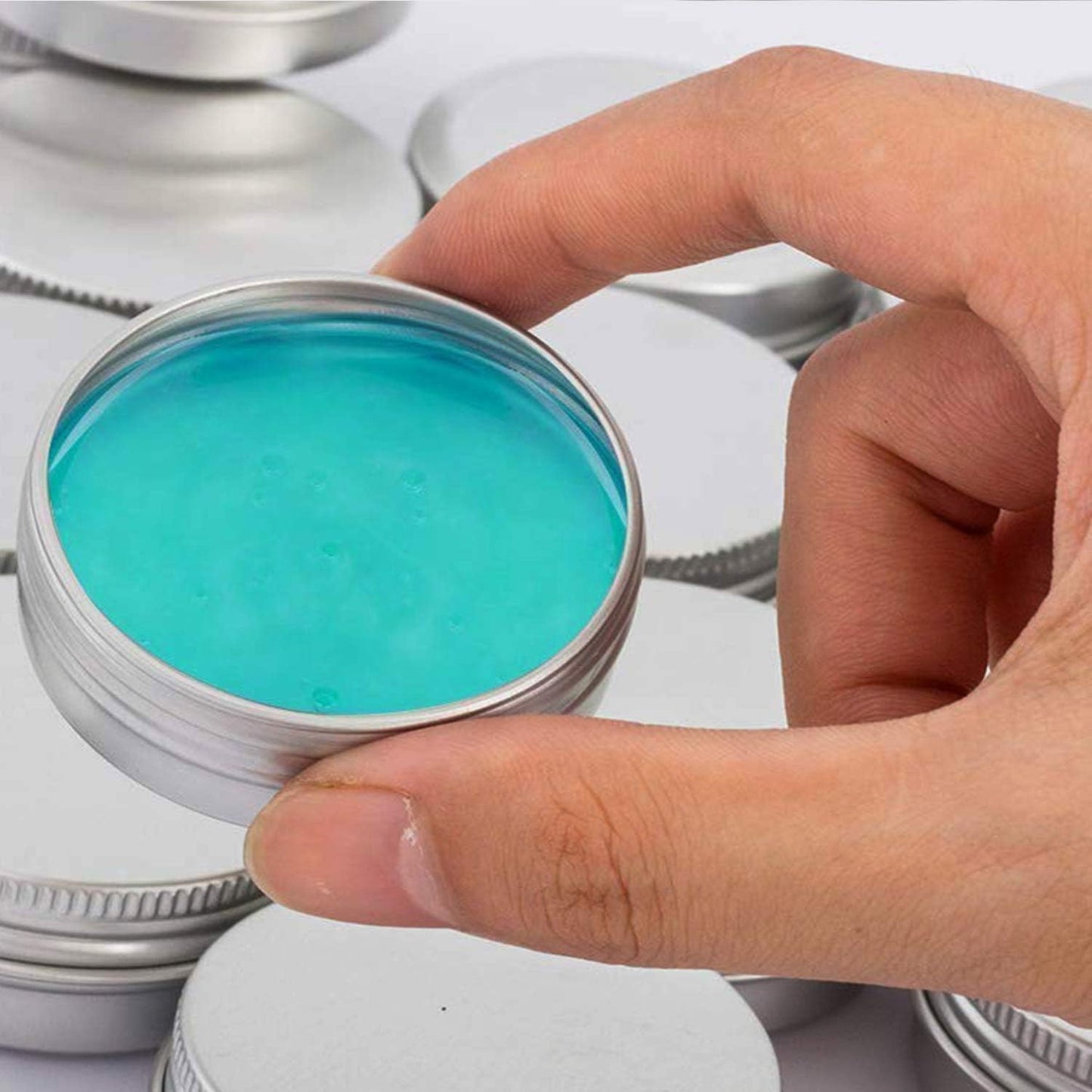 2 Ounce Aluminum Tin Jar Refillable Containers 60 ml Aluminum Screw Lid Round Tin Container Bottle 60 Pack for Cosmetic,Lip Balm, Cream