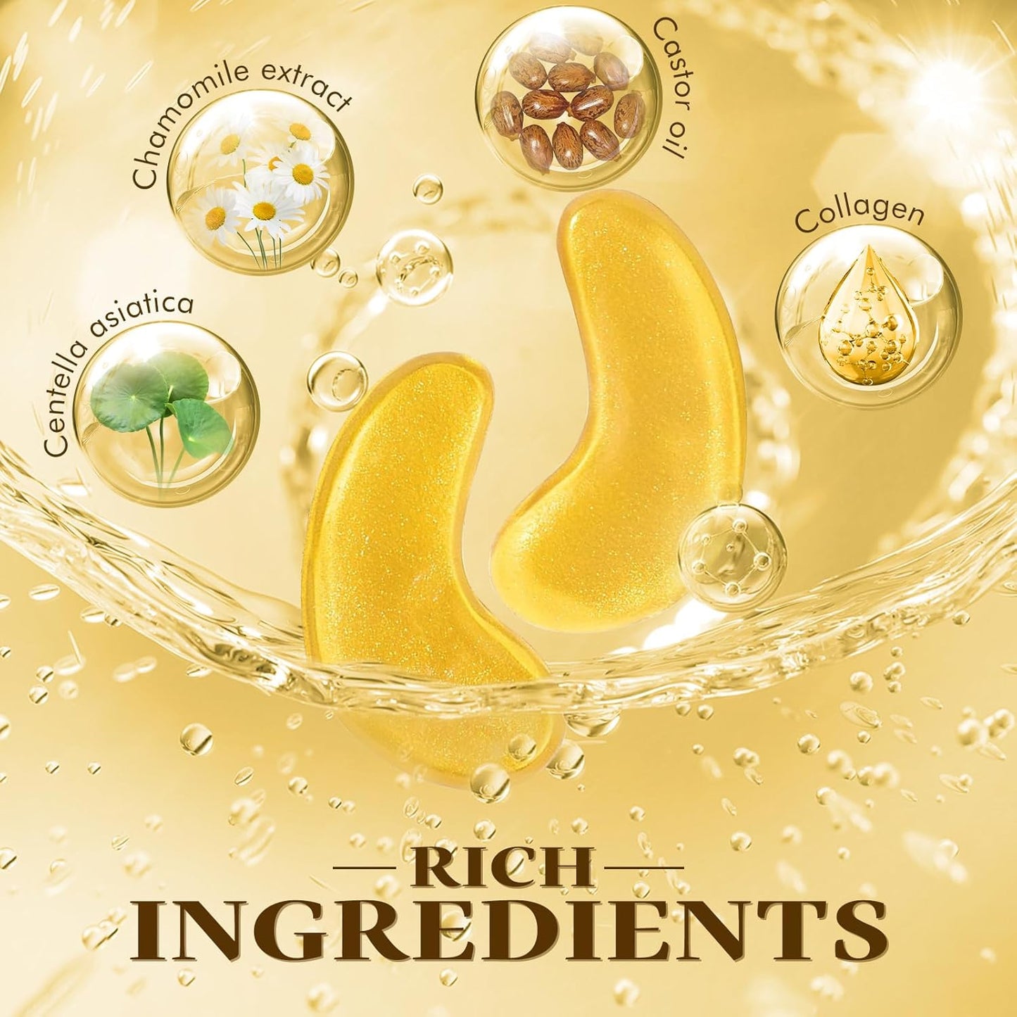 Under Eye Patches 20 Pairs, Golden Eye Mask for Undereye Bags & Puffy Eyes, Cooling Eye Care for Dark Circles & Wrinkles, Eye Mask Patches with Hyaluronic Acid & Collagen, Skincare Treatment for Adult