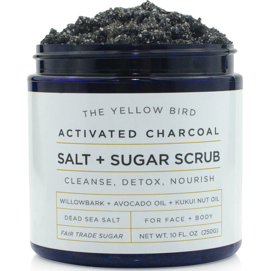 Natural Activated Charcoal Body & Face Scrub. Exfoliating Dead Sea Salt & Sugar Scrub. Deep Cleansing Pore Minimizer. Anti Cellulite, Acne, Blackhead, Scars, Wrinkle Treatment.