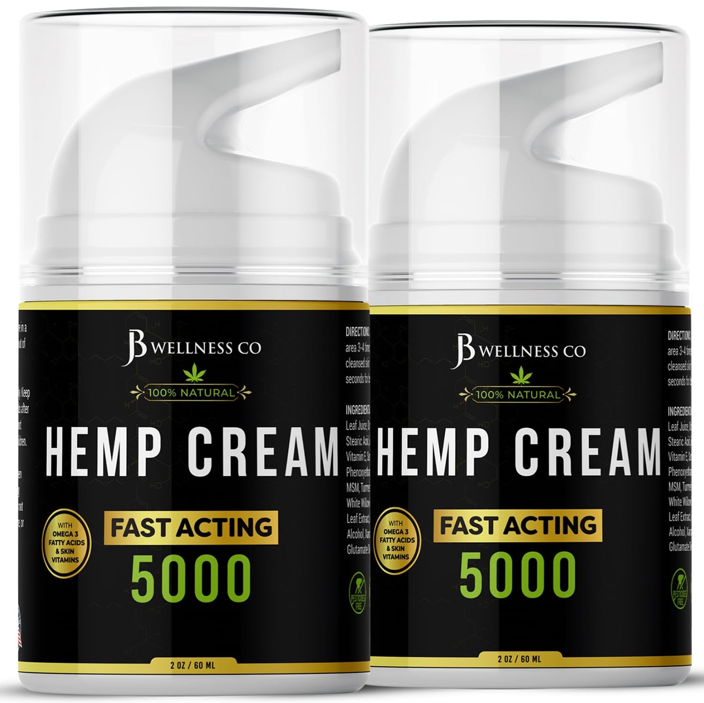 [2-PACK] Premium Hemp Cream -4oz- Hemp Extract Cream - Sore Muscles, Knees, Joints, and Lower Back- Made in USA [2-PACK]