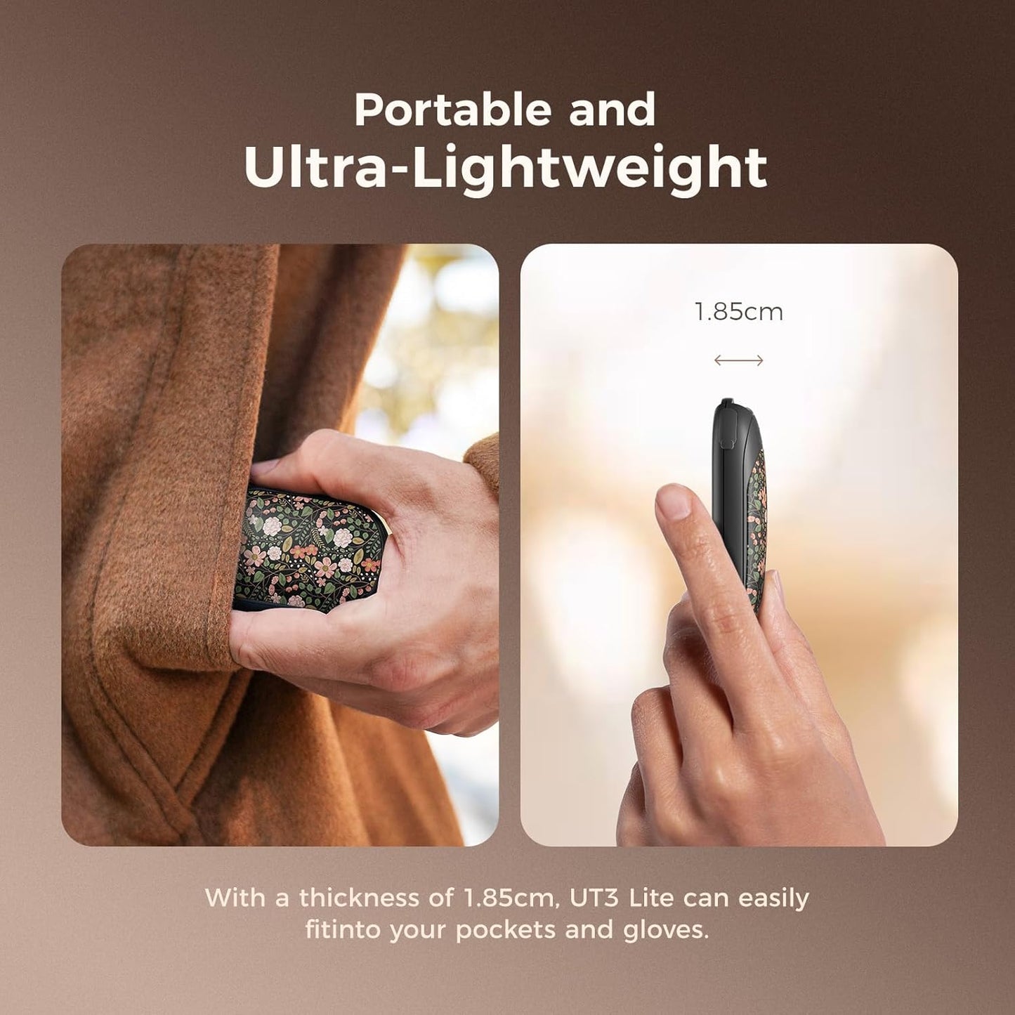 OCOOPA Magnetic Hand Warmers Rechargeable 2 Pack, AI Electric Handwarmers, Fast Heating, 3-Settings, UL Certified, Portable Heater, Gloves Fitting, Travel Essentials, Gifts Women Men, UT3 Lite