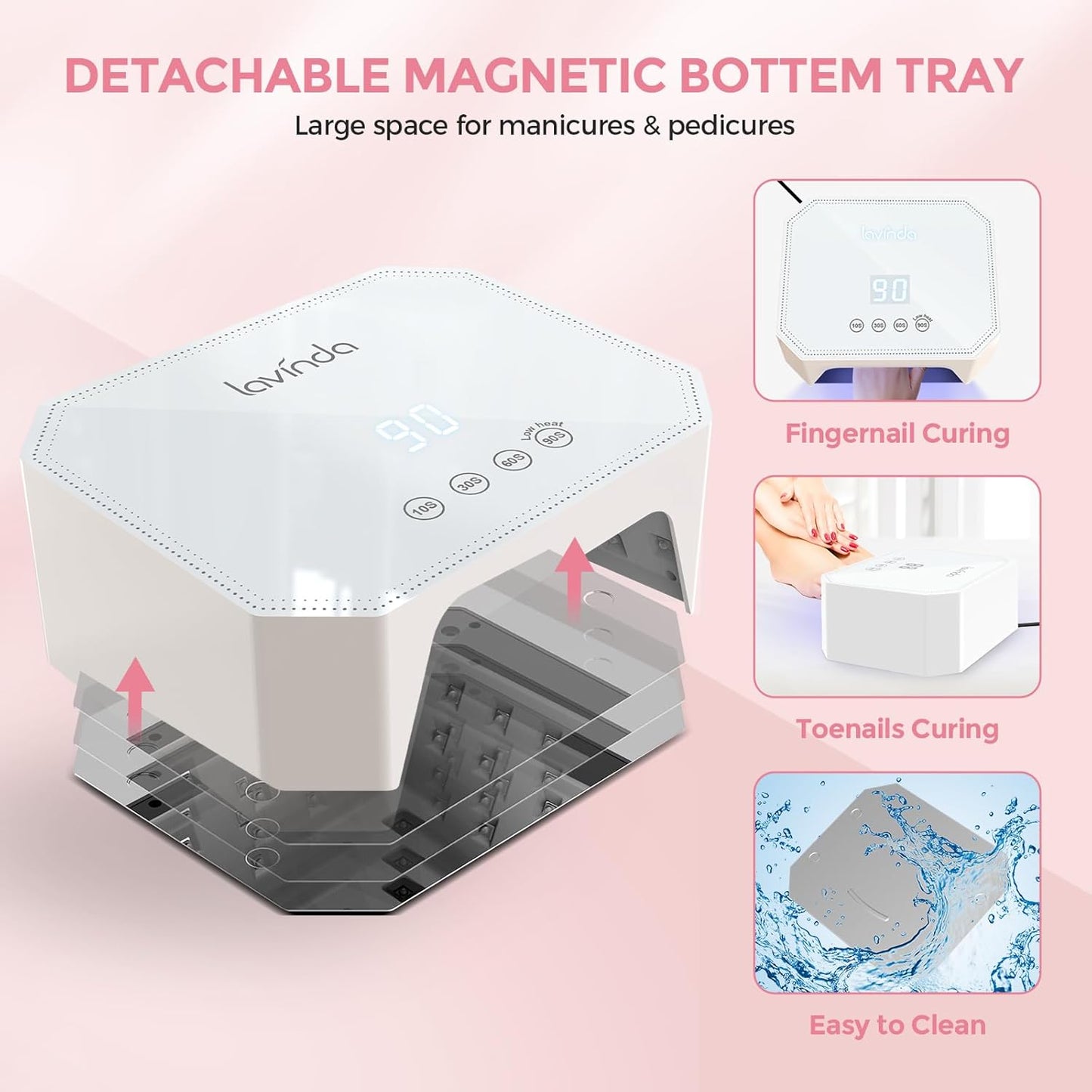 Lavinda 54W Corded UV LED Nail Lamp for Gel Nails - Plug-in Professional Nail Dryer with Fast Curing, 4 Timers, Touch Screen, Compatible with All Gel Polishes (White)