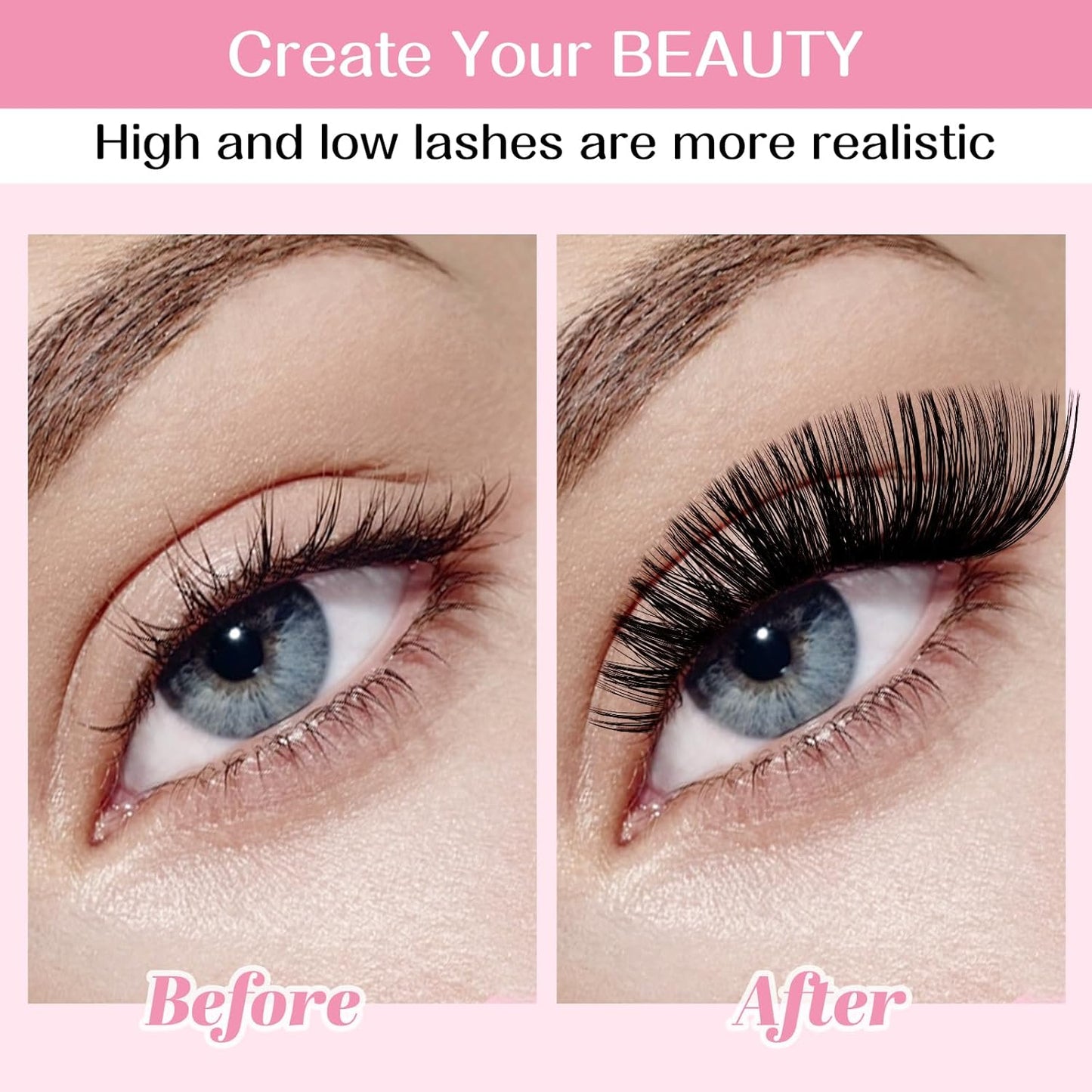 280 Pcs Individual Lashes 40D+50D Mixed Lash Clusters 14 Rows Cluster Lashes that Look Like Eyelash Extensions DIY Lash Extension Self Application At Home (40+50-C-14-20mix)