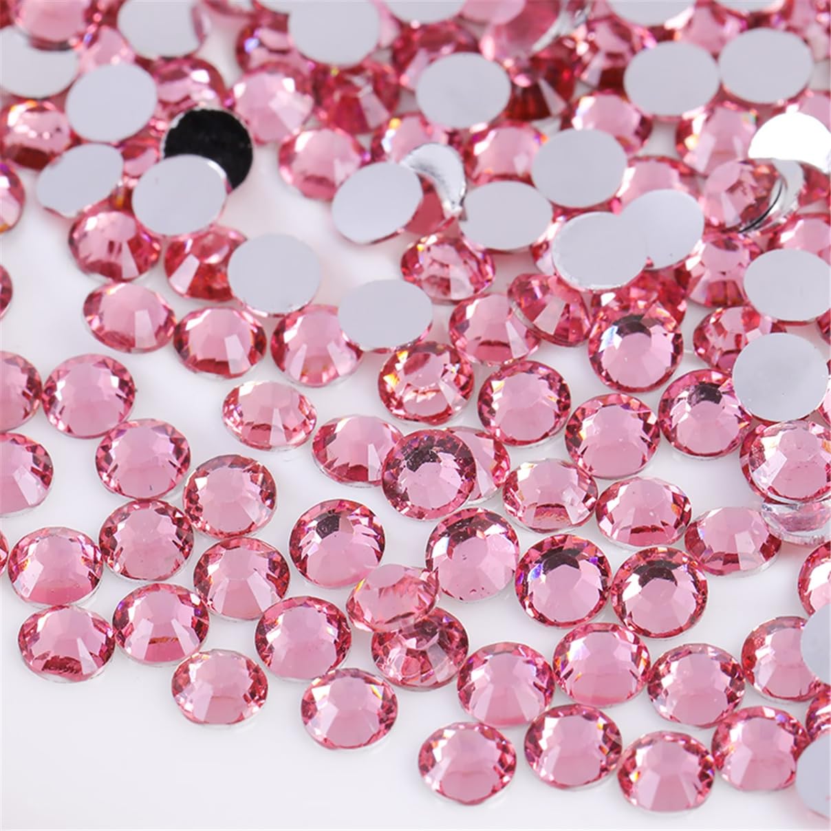 1000 Pieces SS20 5mm Flatback Rhinestones Clear Glass Round Gems Crystals for Nail Art DIY Crafts Clothes Shoes Bags （Pink）