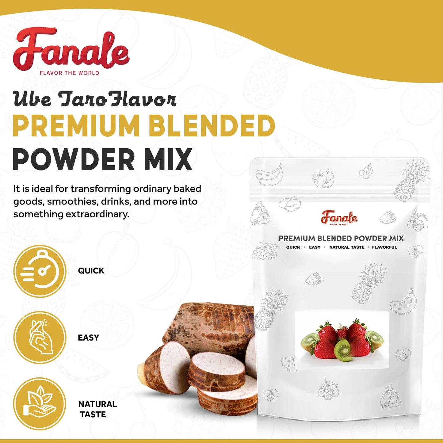 Fanale Premium Ube Taro Bubble Tea Flavoring Powder | Purple Sweet Potato Powder | Perfect for Baking, Smoothies, Desserts and Drinks | Instant Flavoring Powder for Boba Milk Tea | PWD010-B-USA