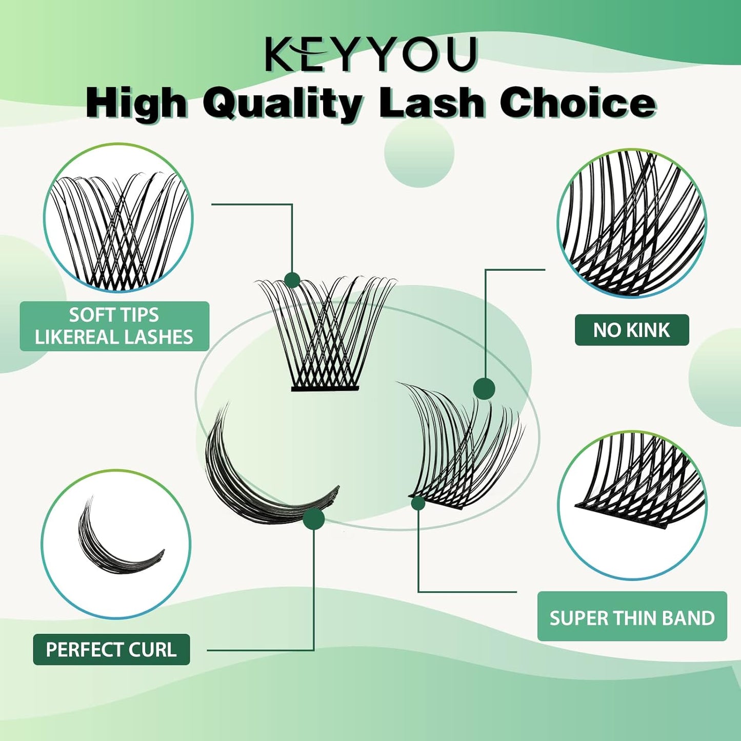 Lash Clusters,96 Pcs Cluster Lashes D Curl 10mm DIY Lash Extensions Eyelash Clusters,KEYYOU Volume Wispy Individual Lashes Soft&Comfortable Easy DIY at Home(Y13,D-10mm)