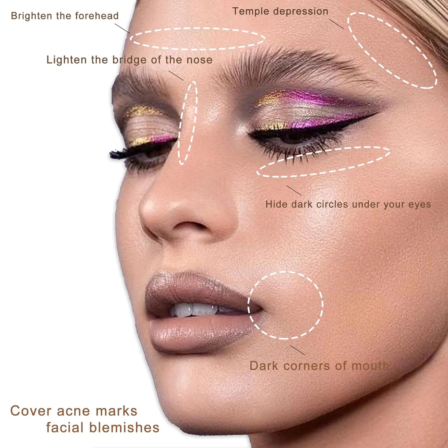 Cream Concealer Corrector Correcting Contour Makeup Set under Eye Concealer Cream Kit for Dark Circles and Blemish 14