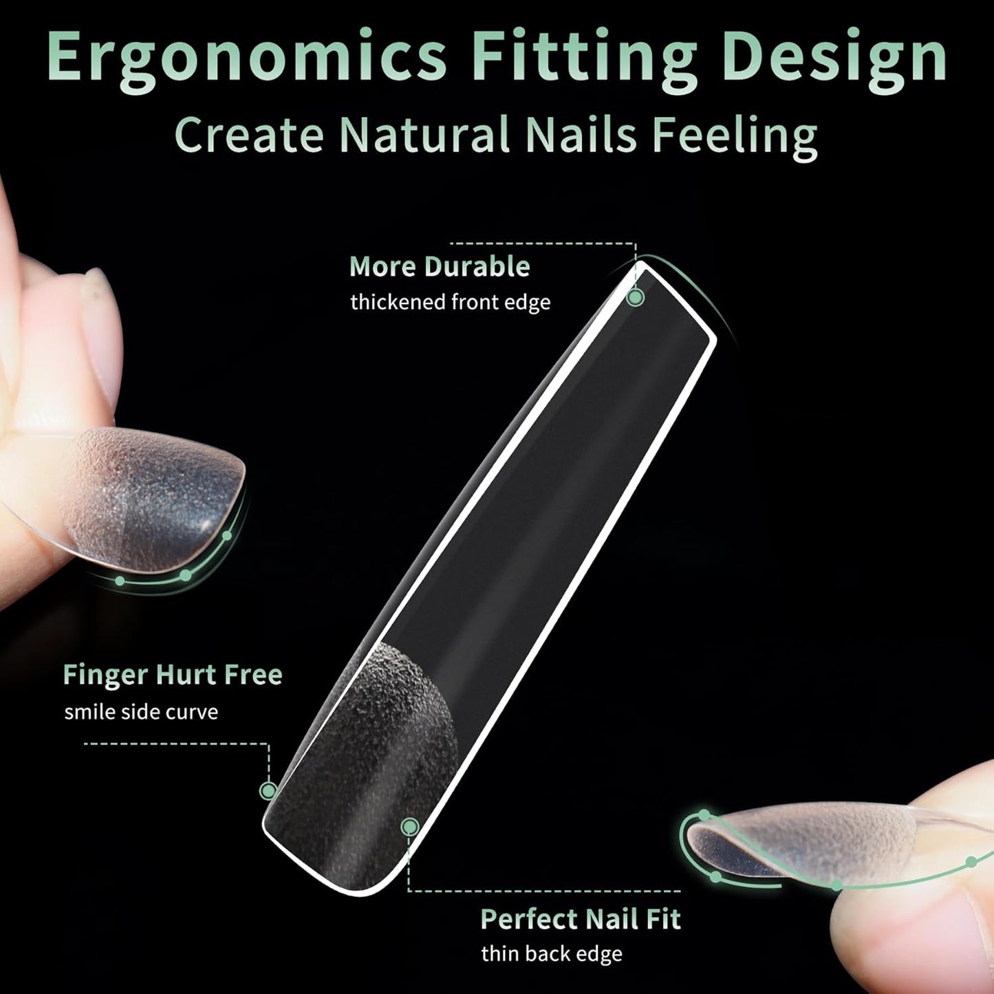 XXL Long Square Nail Tips, 120pcs Acrylic Fake Nails Gel Nail Tips Soft, Full Cover Pre-Shaped Matte Clear Press on Nails for Extension, Diy at Home Manicure 12 Sizes