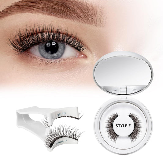 QUEWEL Magnetic Eyelashes 1 Pair Reusable Magnetic Eyelashes with Applicator No Glue Needed Eyelashes Cat Eye Natural Look Lash Clusters Kit Easy to Wear and Remove(Magnetic Lashes-E03)